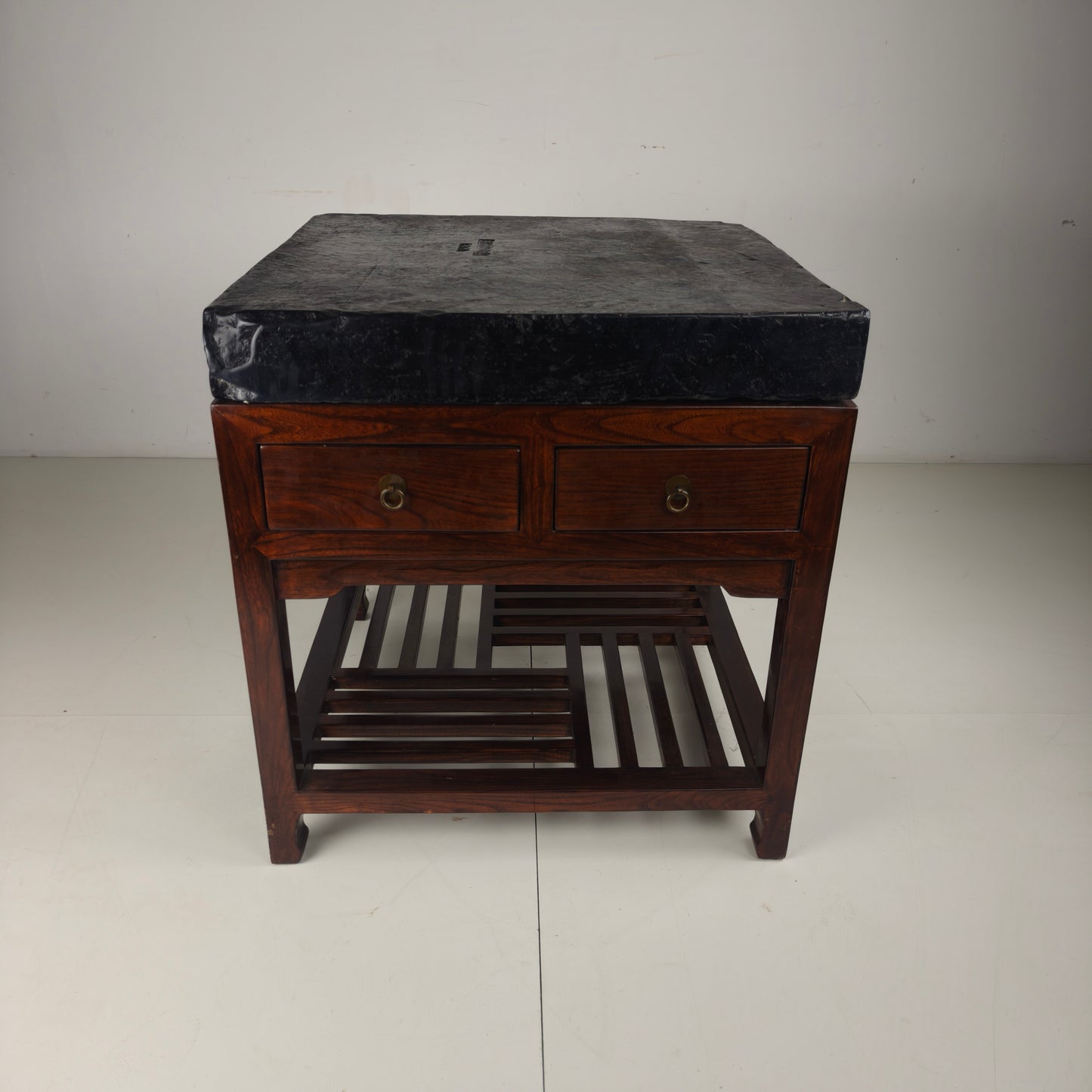 Rare Imperial Chinese Golden Brick (Jīn Zhuān) on Custom Hardwood Display Table