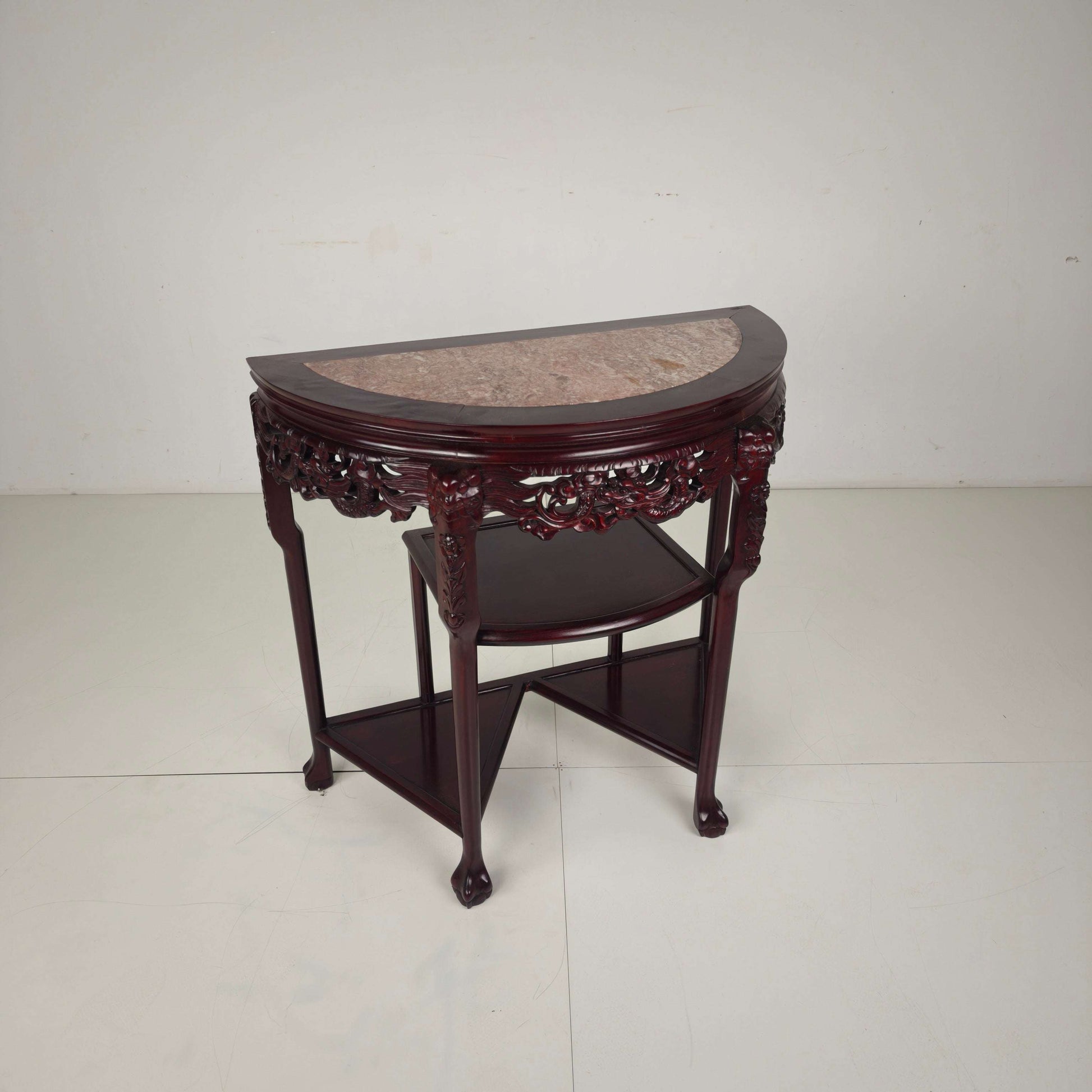 Vintage Chinese Hardwood Console / Side Table with Marble Top Vintage Chinese Hardwood Console / Side Table with Marble Top