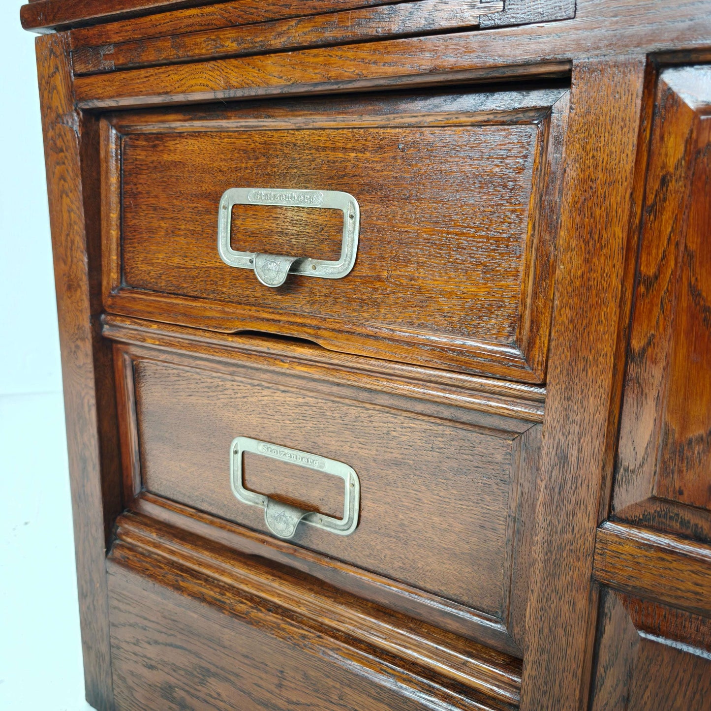 Antique Oak Writing Desk by Stolzenberg – Tambour Roll Top Desk – c1880 Antique Oak Writing Desk by Stolzenberg – Tambour Roll Top Desk – c1880
