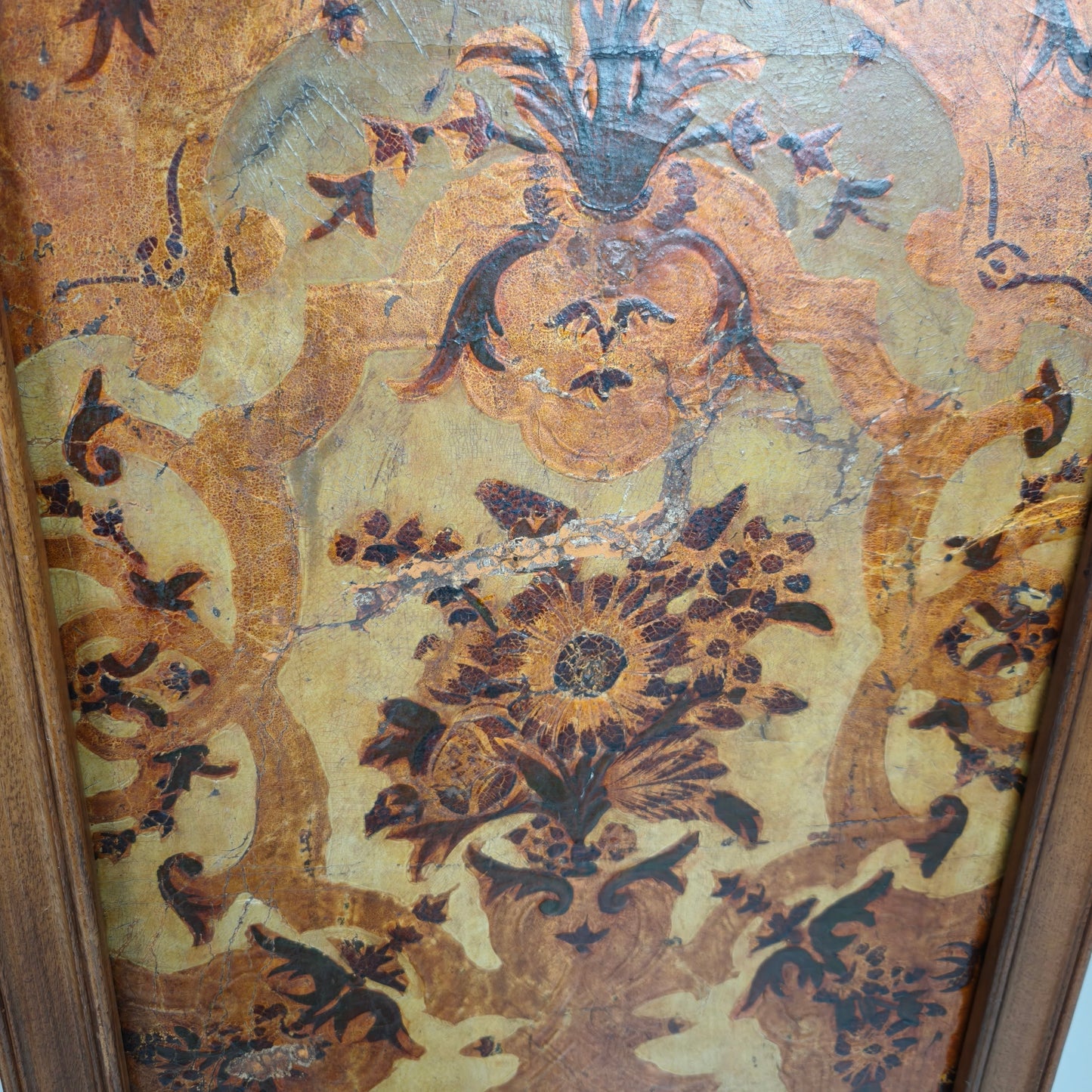 Gilt Leather Room Divider with Rich Carving, Circa 1860