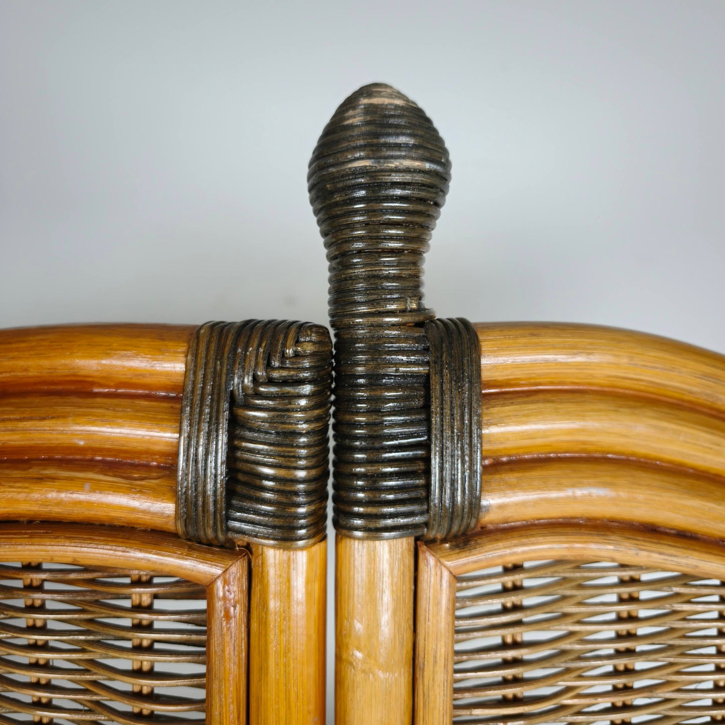1970s Three-Panel Rattan Room Divider with Wicker Panels