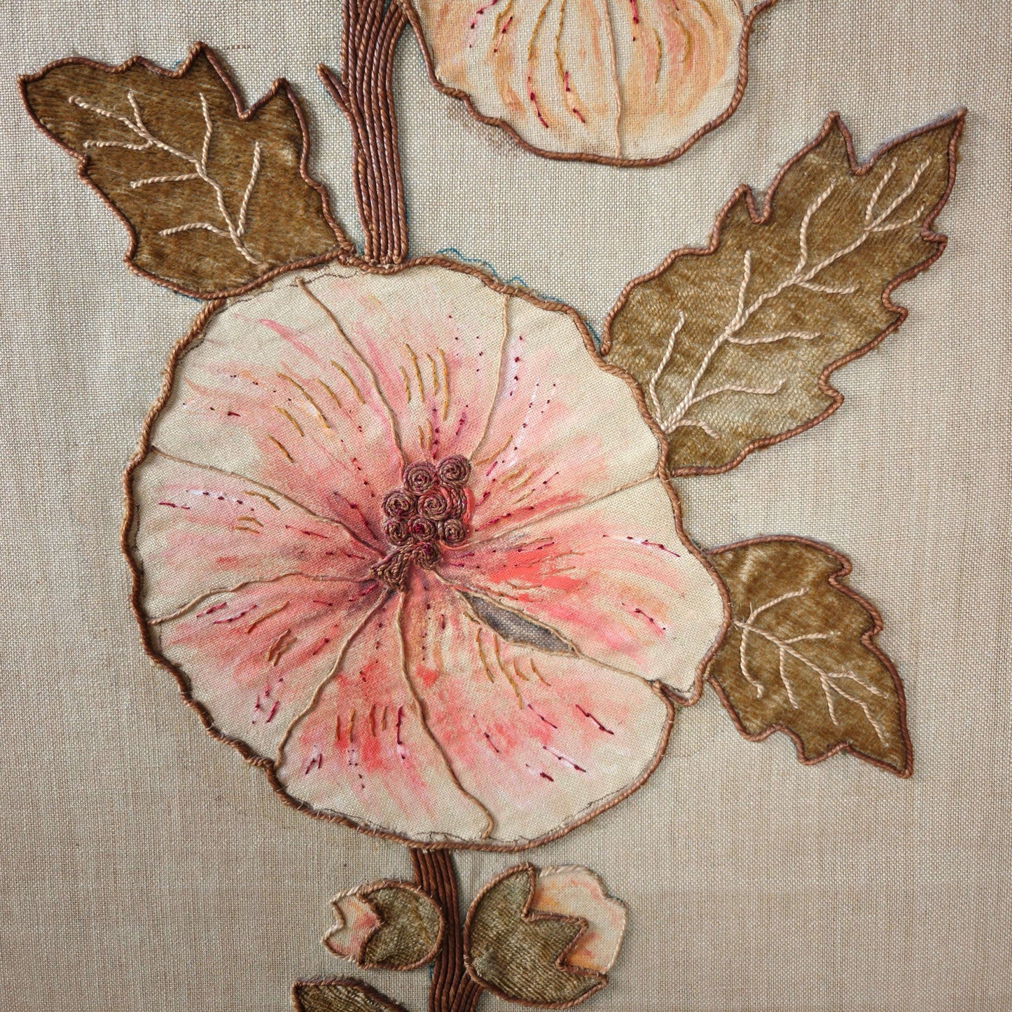 Art Nouveau Room Screen with Embroidered Floral Panels, circa 1900 Art Nouveau Room Screen with Embroidered Floral Panels, circa 1900