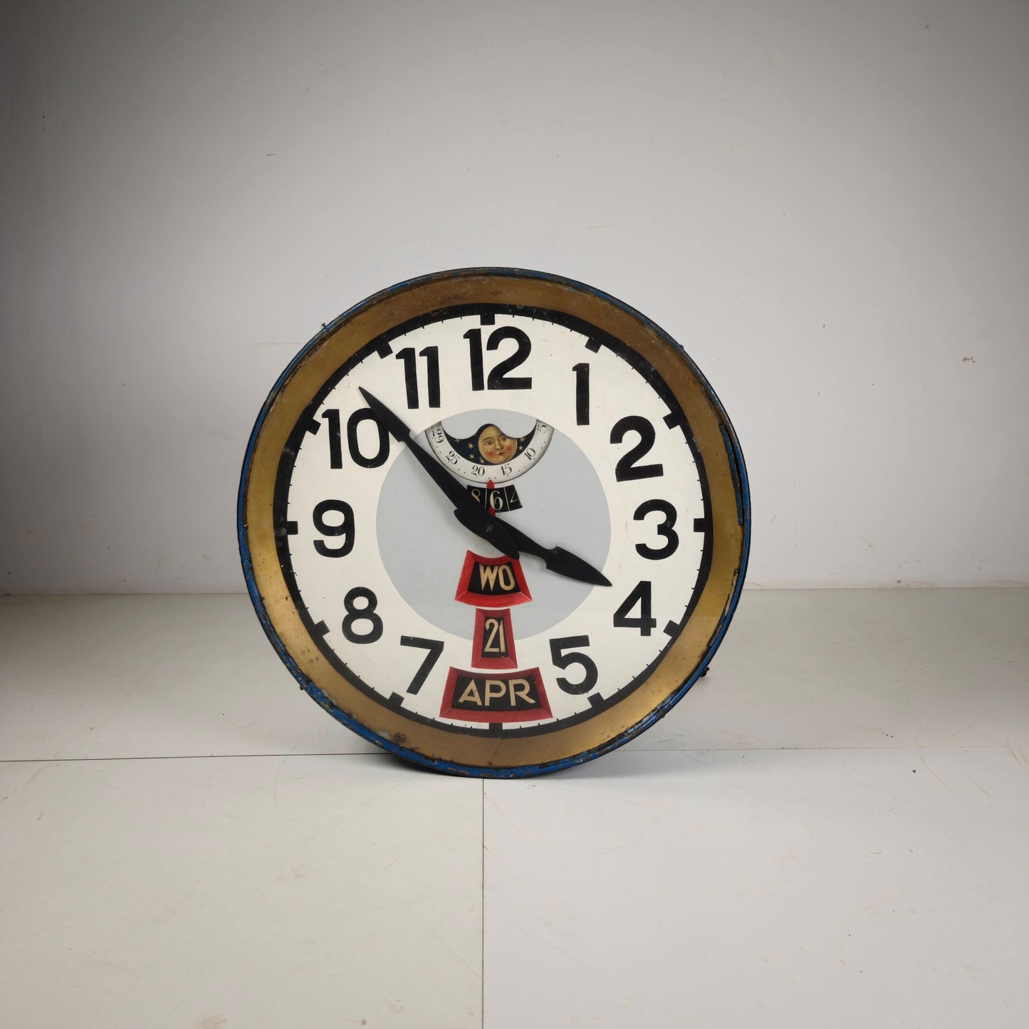 Large Station Clock with Moon Phase and Calendar, 78 cm