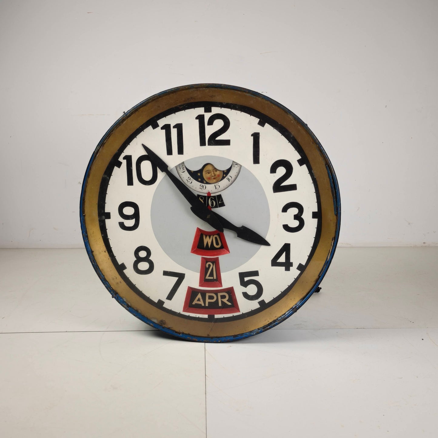 Large Station Clock with Moon Phase and Calendar, 78 cm