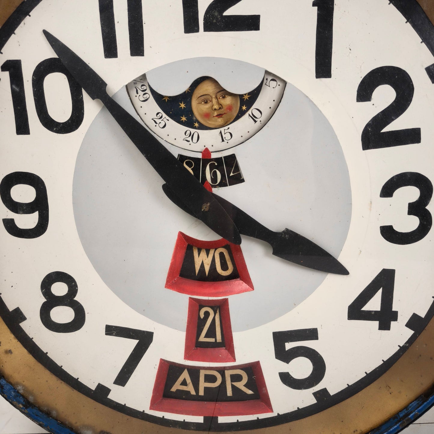 Large Station Clock with Moon Phase and Calendar, 78 cm