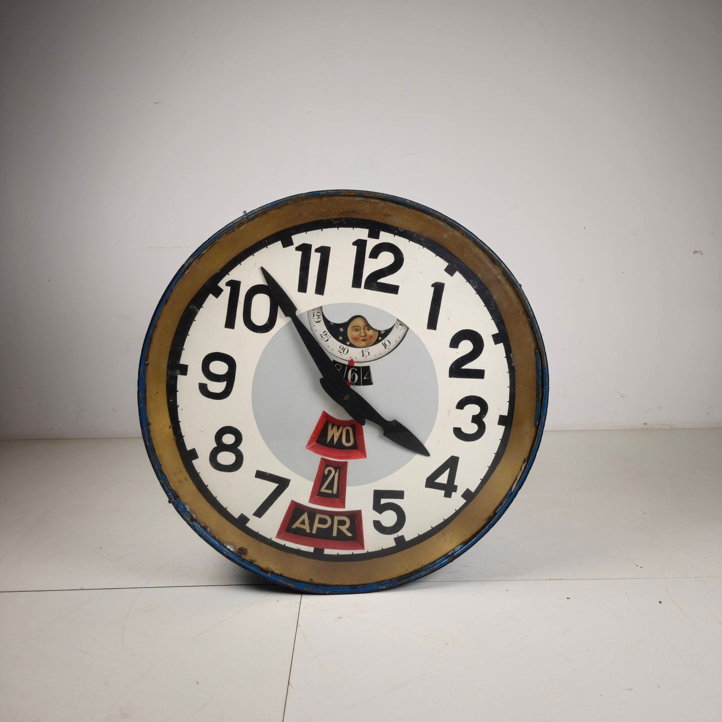 Large Station Clock with Moon Phase and Calendar, 78 cm