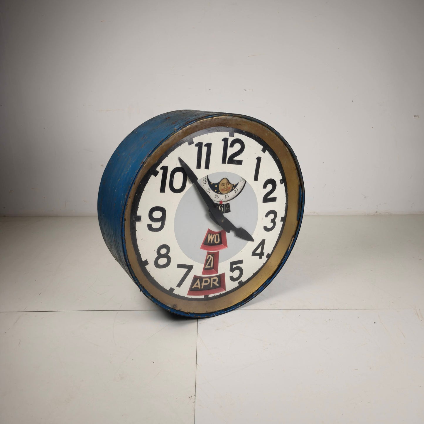 Large Station Clock with Moon Phase and Calendar, 78 cm