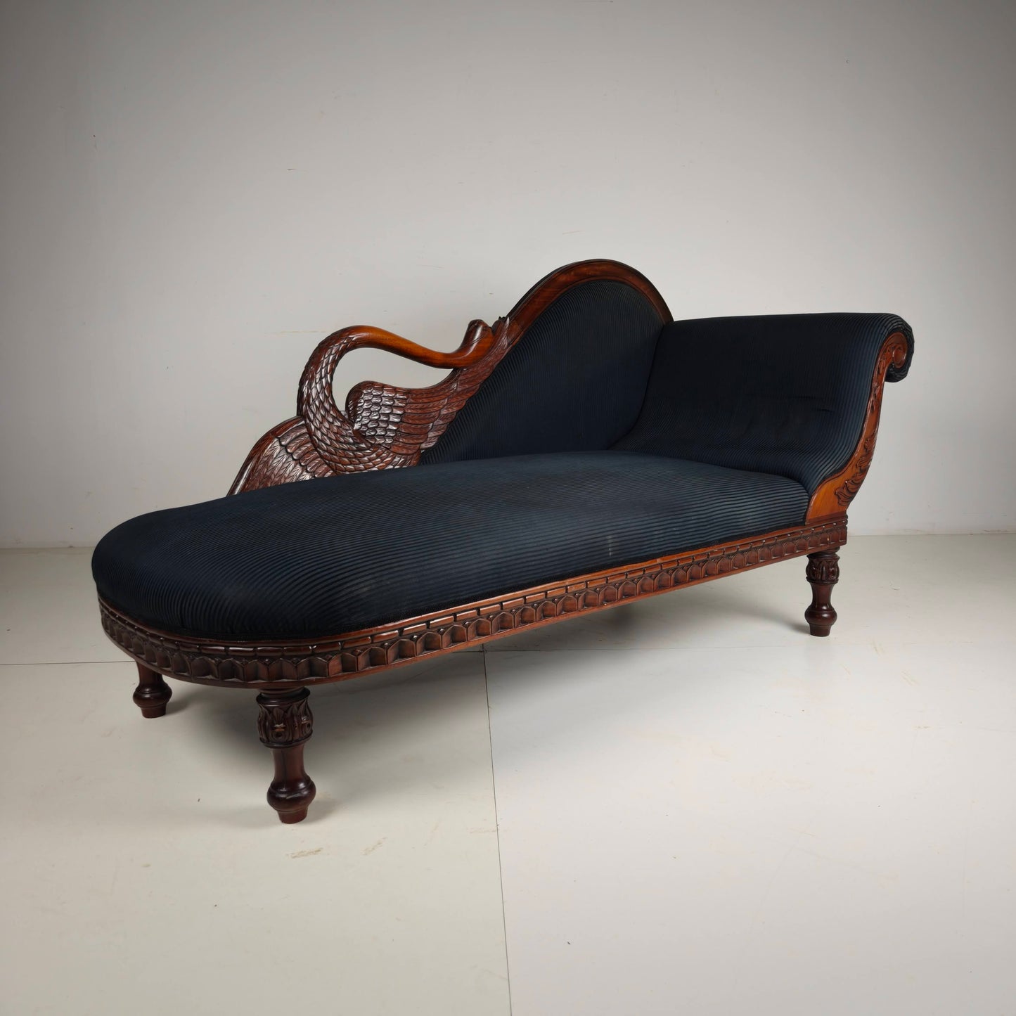 Carved Swan Chaise Longue,  20th Century
