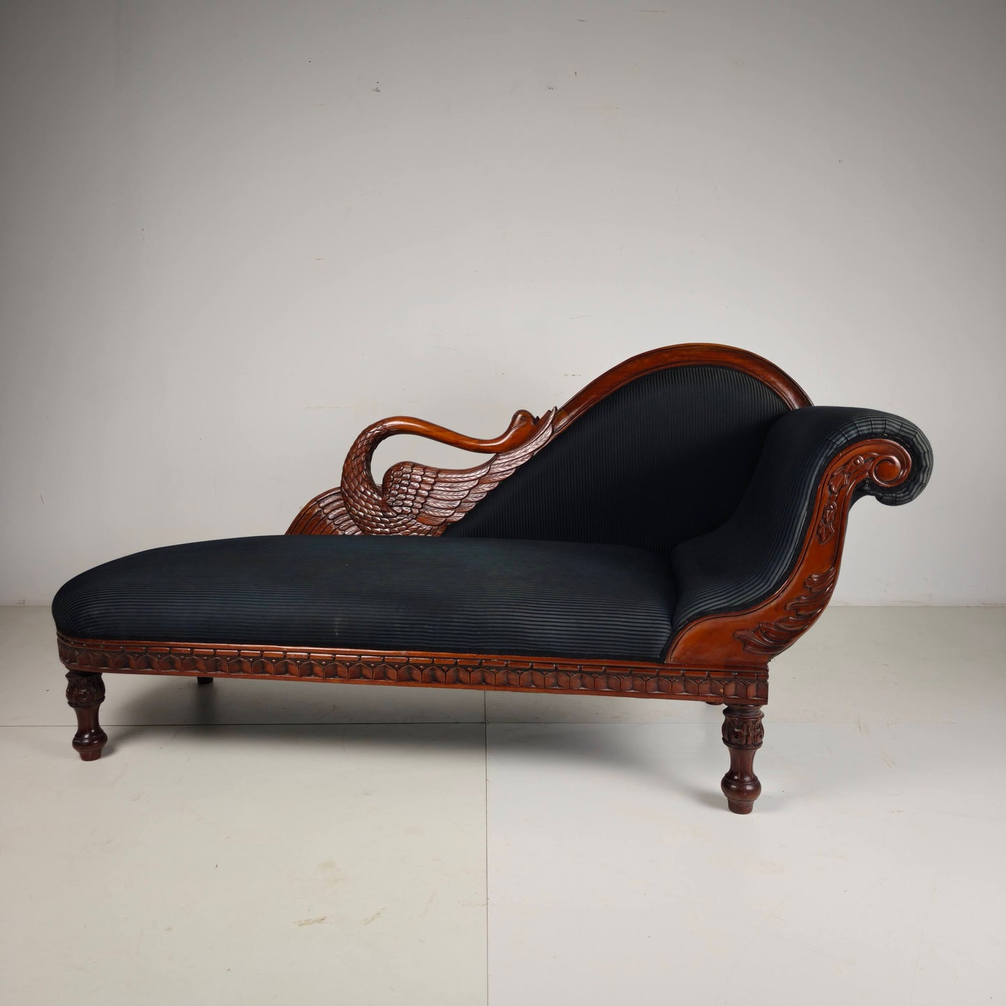 Carved Swan Chaise Longue,  20th Century