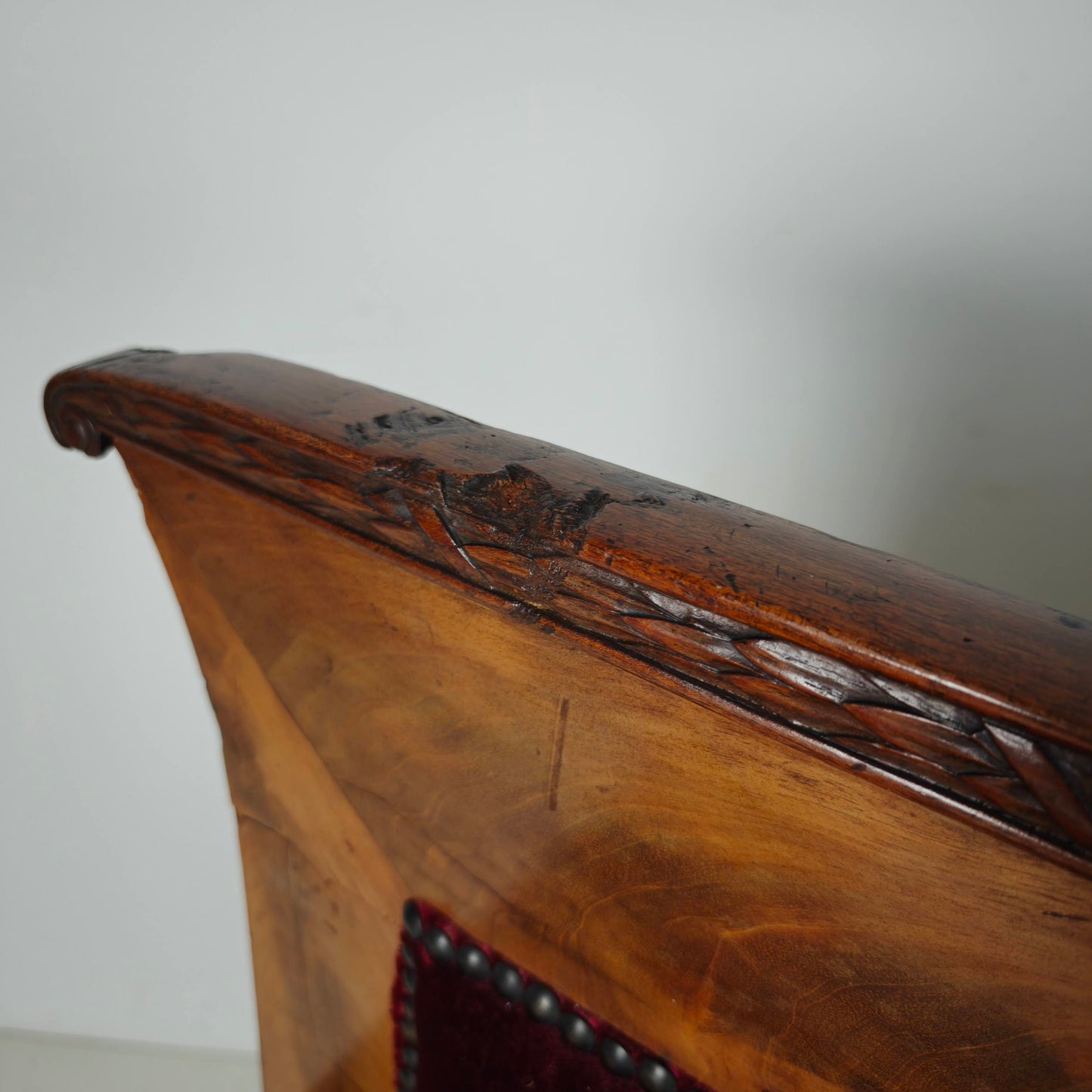 Empire Walnut Red Sofa, early 19th Century