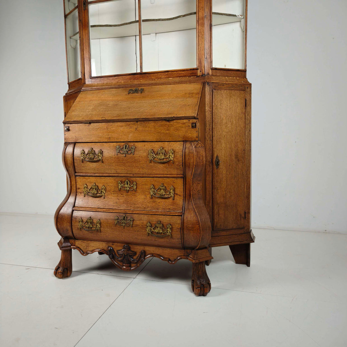 Dutch Oak Bureau Bookcase, 18th Century Dutch Oak Bureau Bookcase, 18th Century
