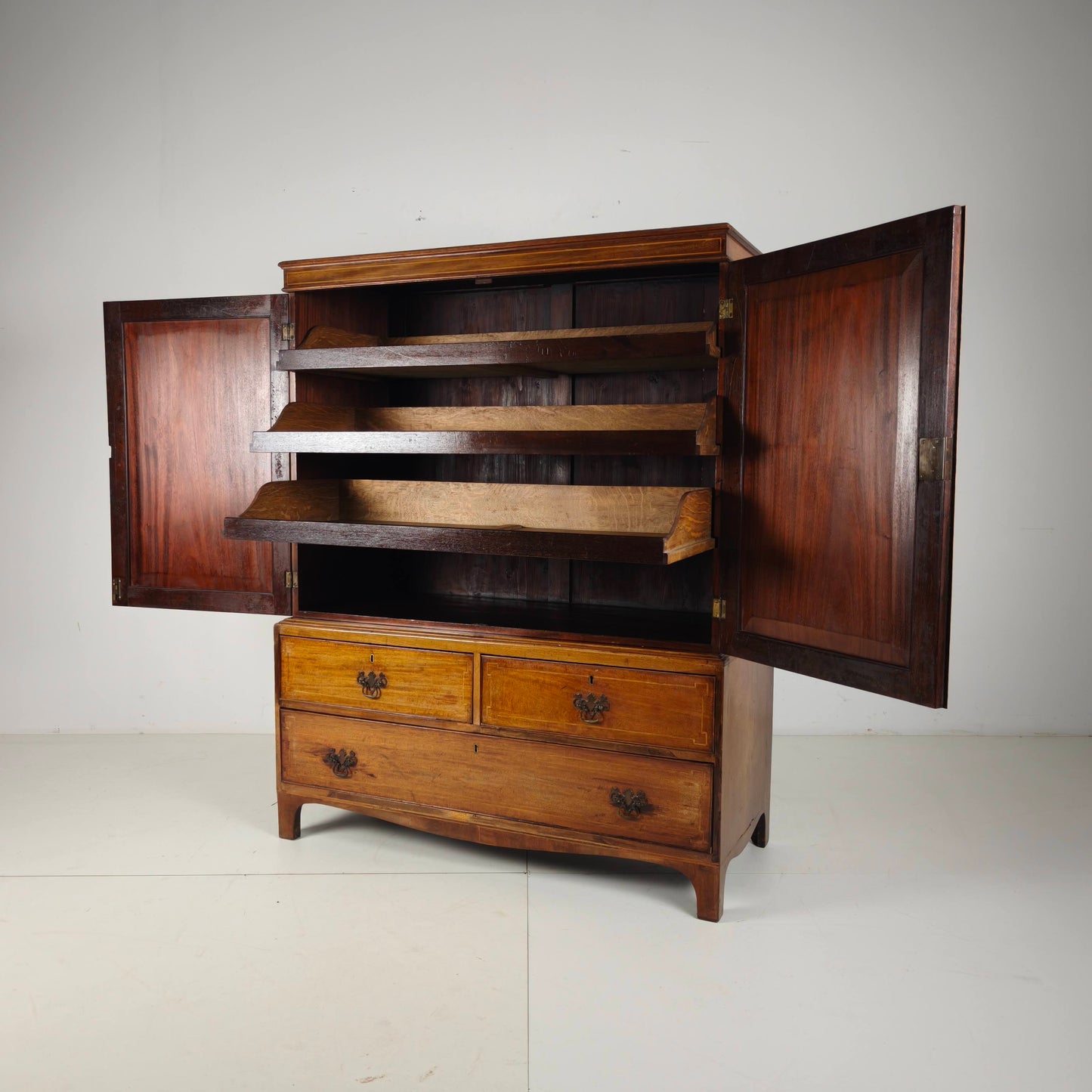 Early 19th Century English Mahogany Linen Press Cabinet, c.1820–1840