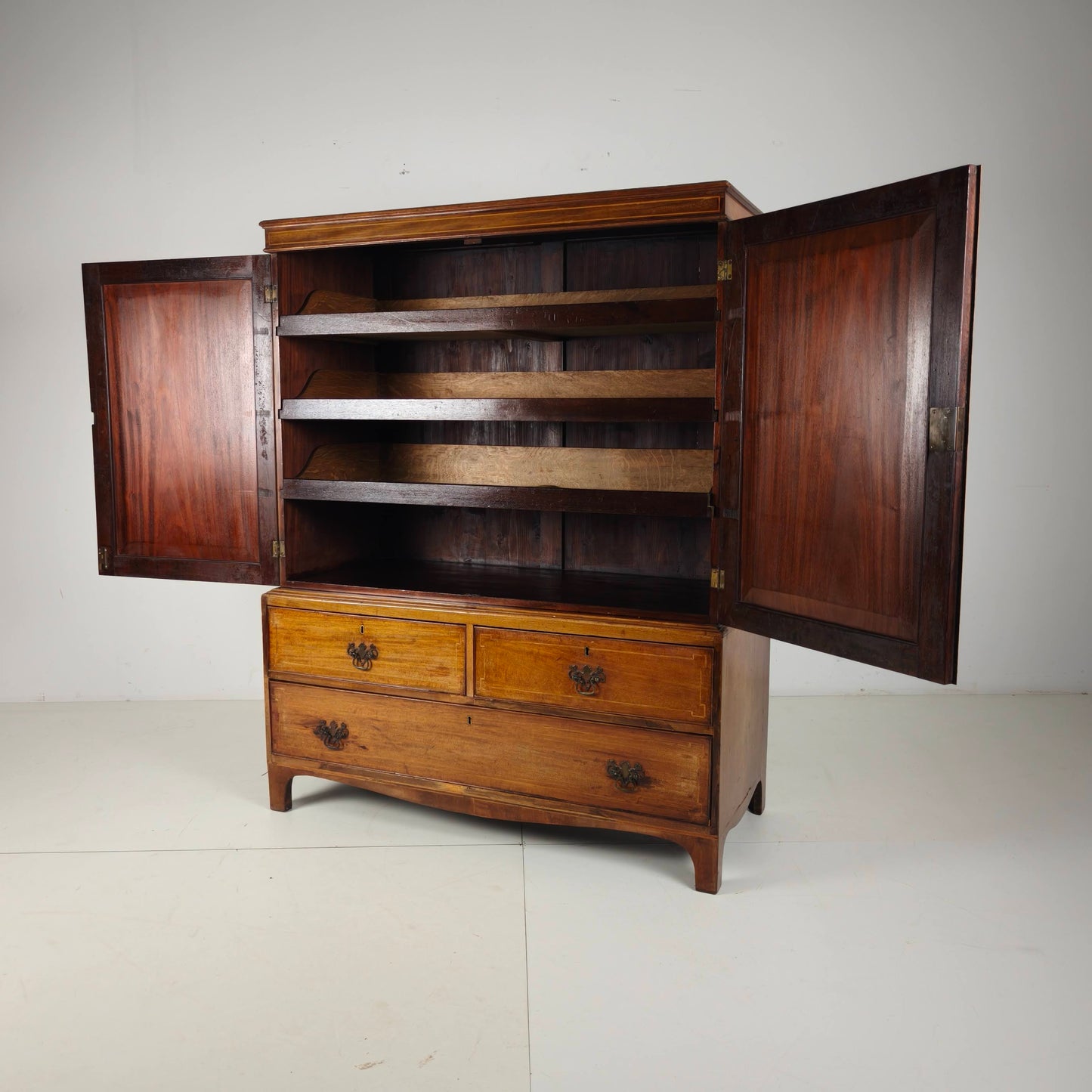 Early 19th Century English Mahogany Linen Press Cabinet, c.1820–1840