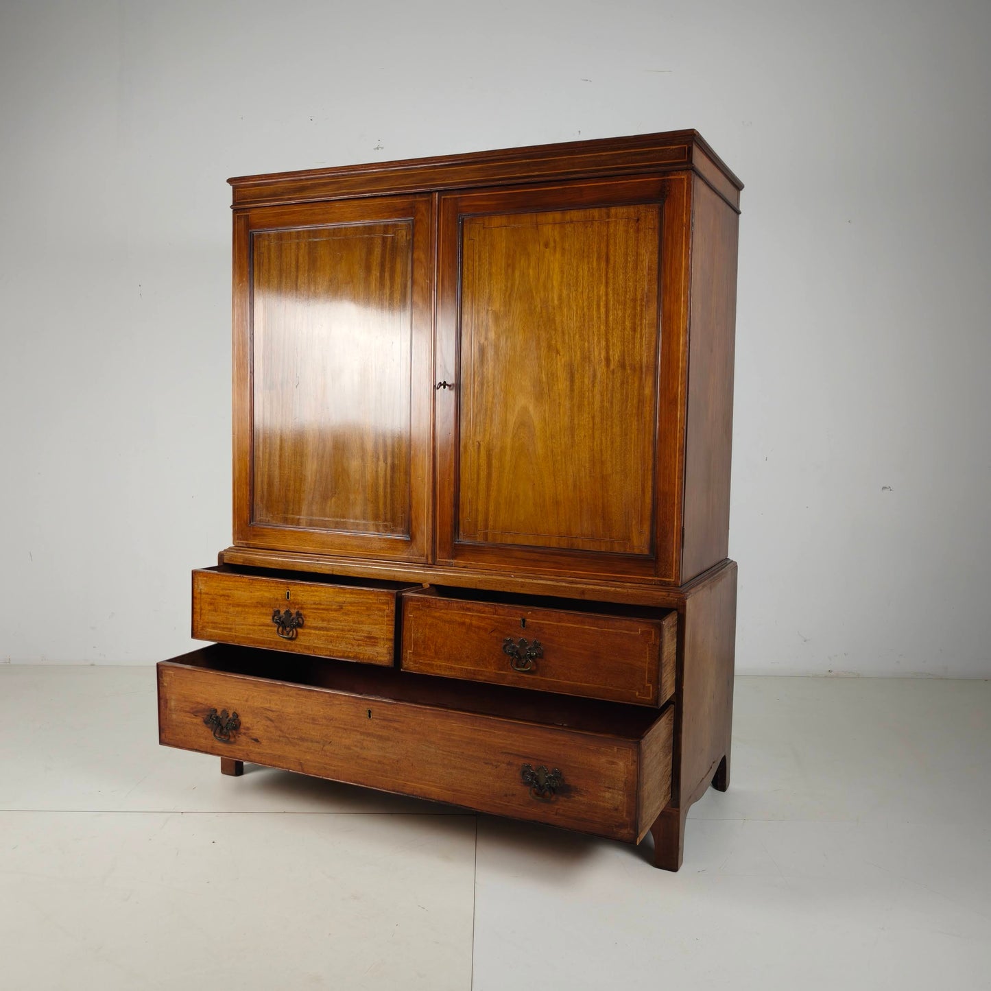 Early 19th Century English Mahogany Linen Press Cabinet, c.1820–1840