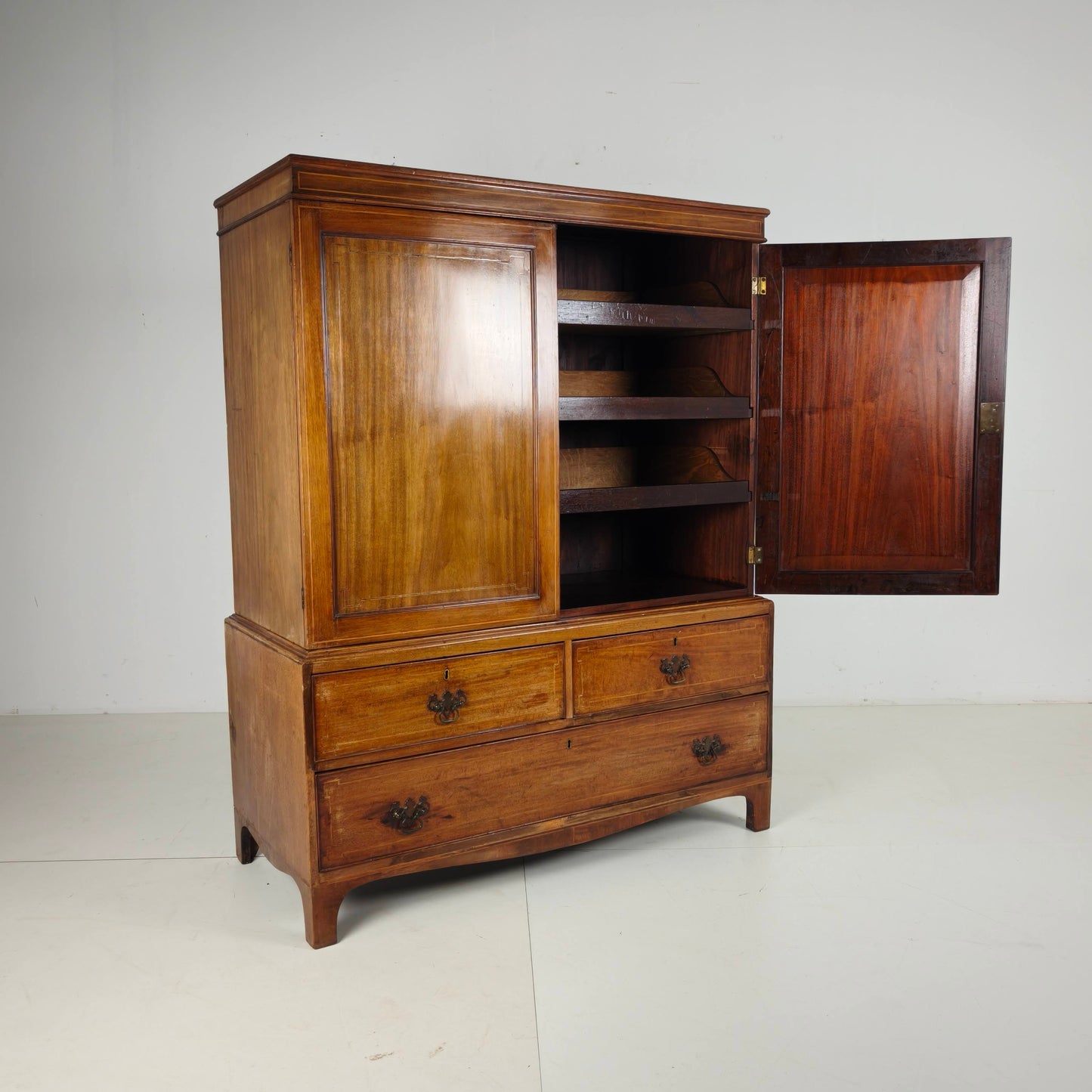 Early 19th Century English Mahogany Linen Press Cabinet, c.1820–1840