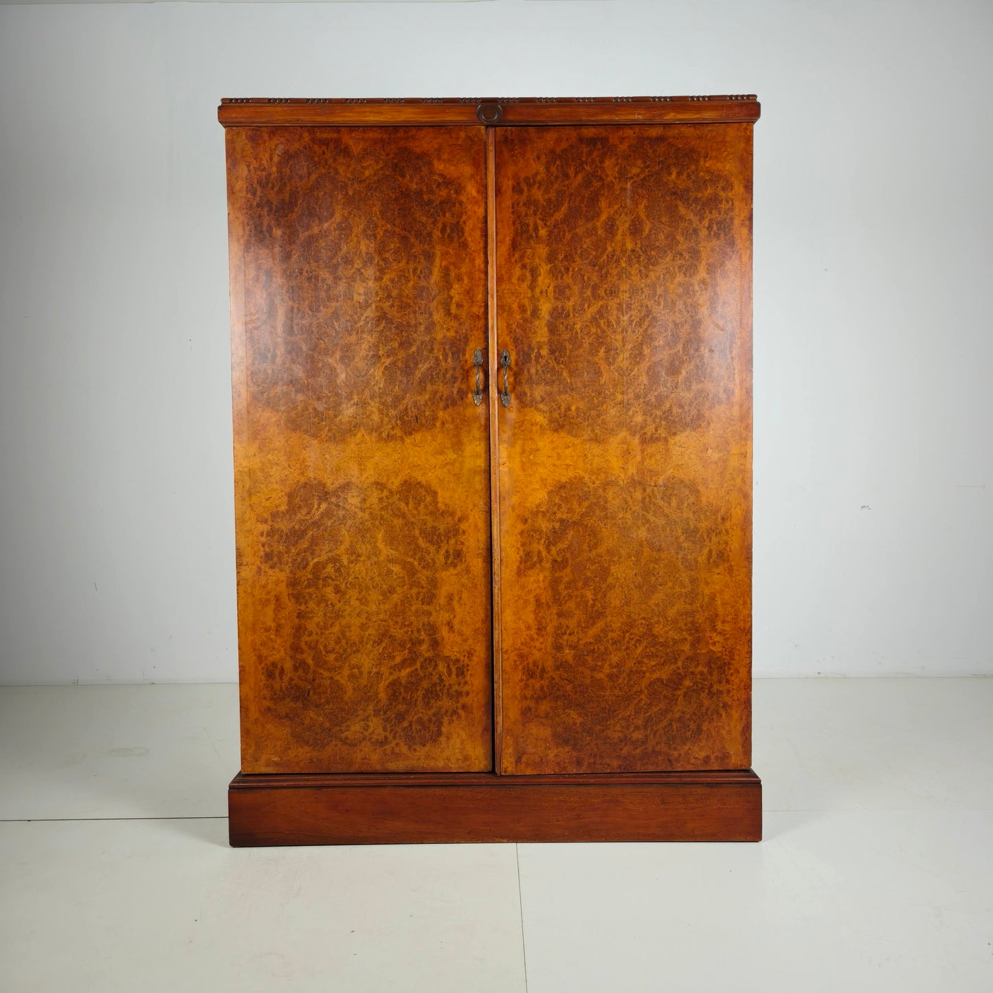 English Art Deco Light Burr Walnut Compactom Gentleman's Wardrobe
