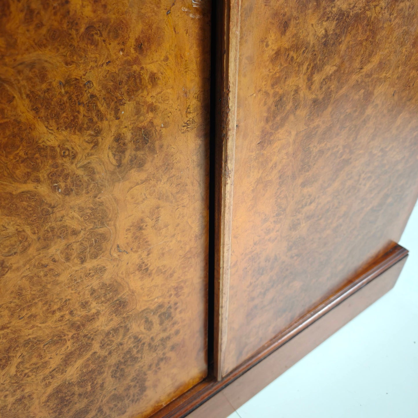 English Art Deco Light Burr Walnut Compactom Gentleman's Wardrobe