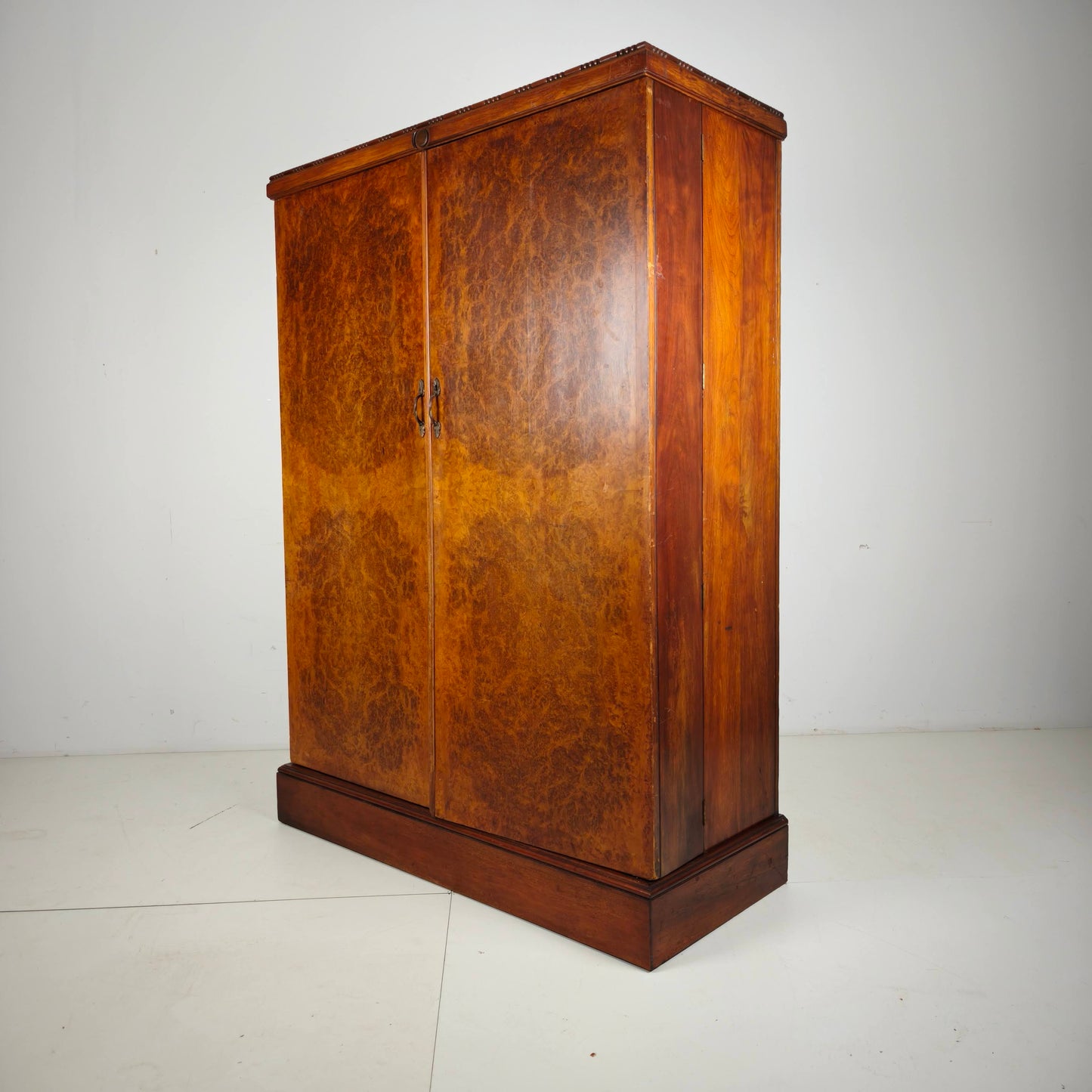 English Art Deco Light Burr Walnut Compactom Gentleman's Wardrobe