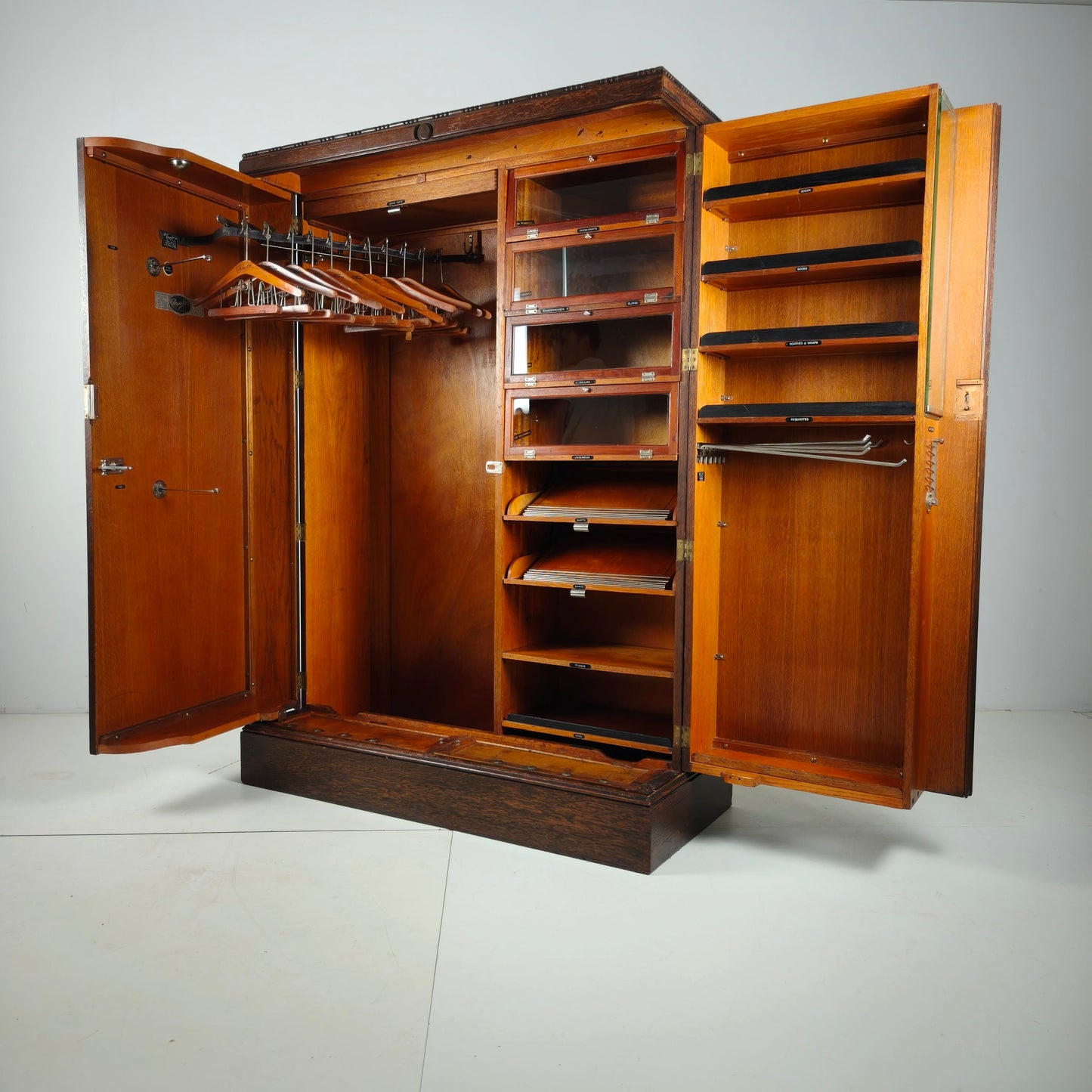 1930s Compactom Gentleman’s Wardrobe Model No. 702 in Brown Oak