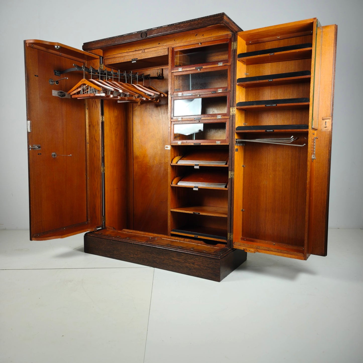 1930s Compactom Gentleman’s Wardrobe Model No. 702 in Brown Oak