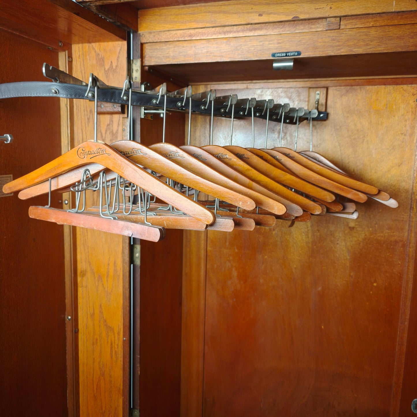 1930s Compactom Gentleman’s Wardrobe Model No. 702 in Brown Oak