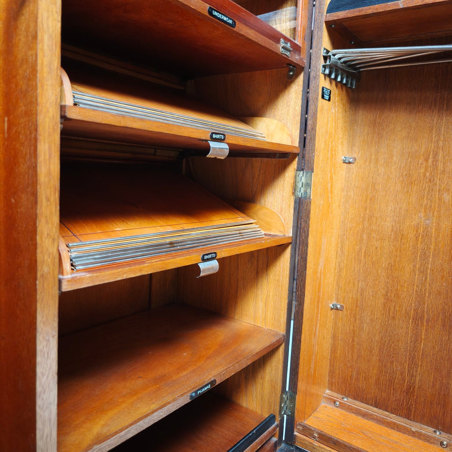 1930s Compactom Gentleman’s Wardrobe Model No. 702 in Brown Oak