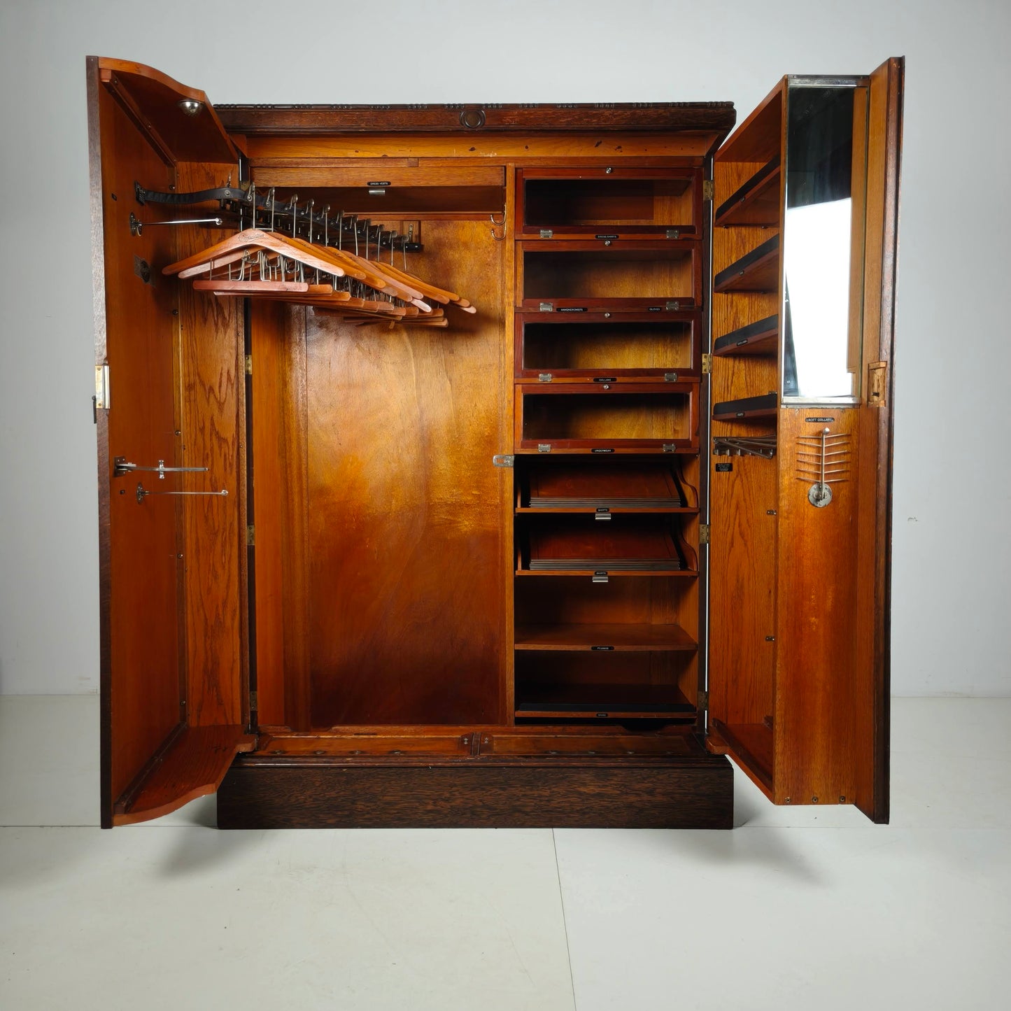 1930s Compactom Gentleman’s Wardrobe Model No. 702 in Brown Oak