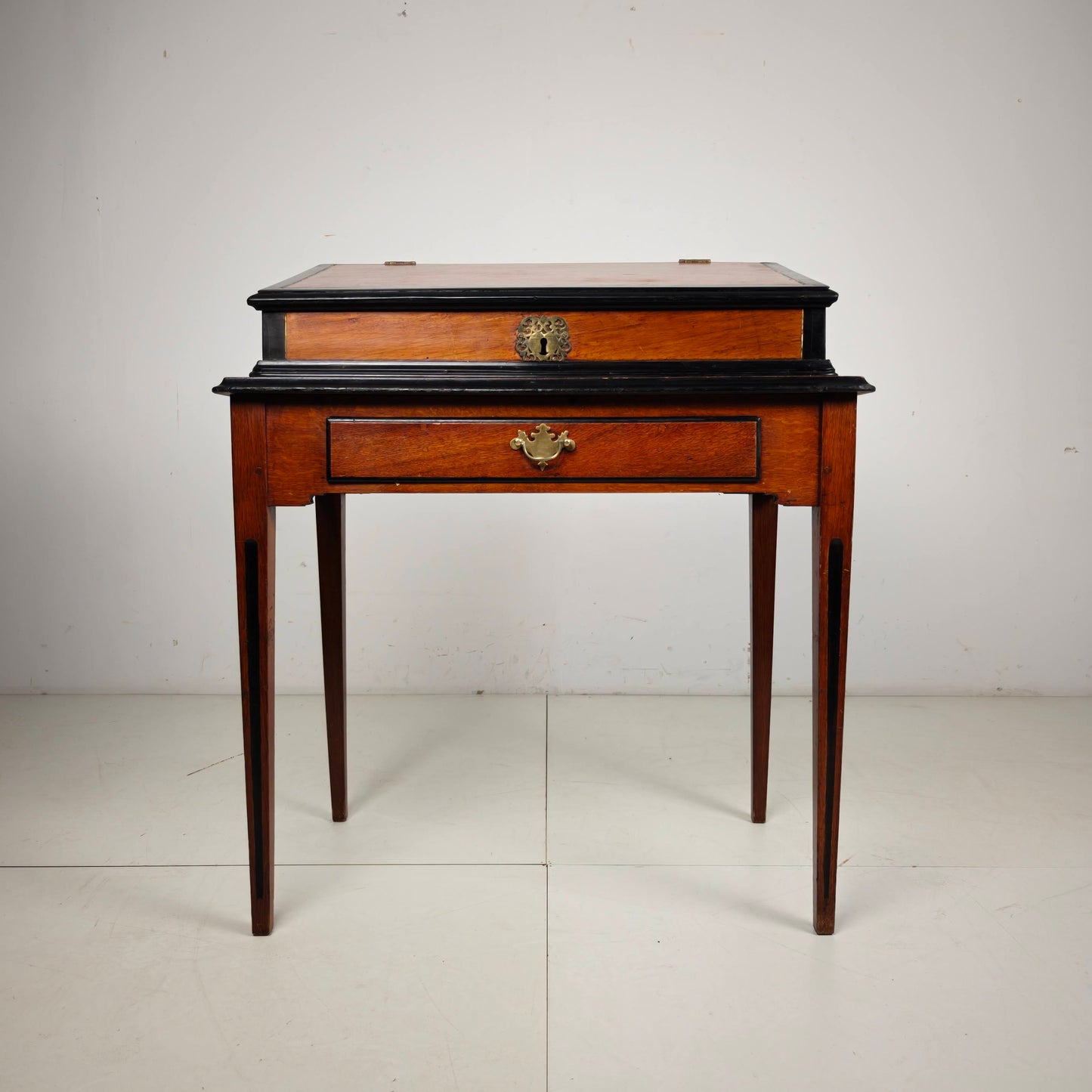 Exceptional 18th Century Indonesian Amboyna & Ebony Portable Writing Desk on Custom Stand