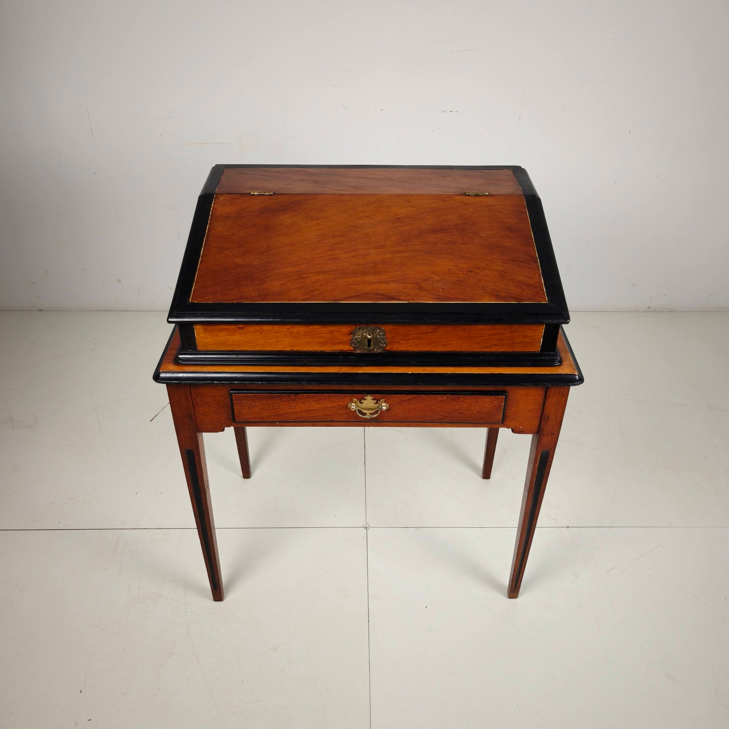 Exceptional 18th Century Indonesian Amboyna & Ebony Portable Writing Desk on Custom Stand
