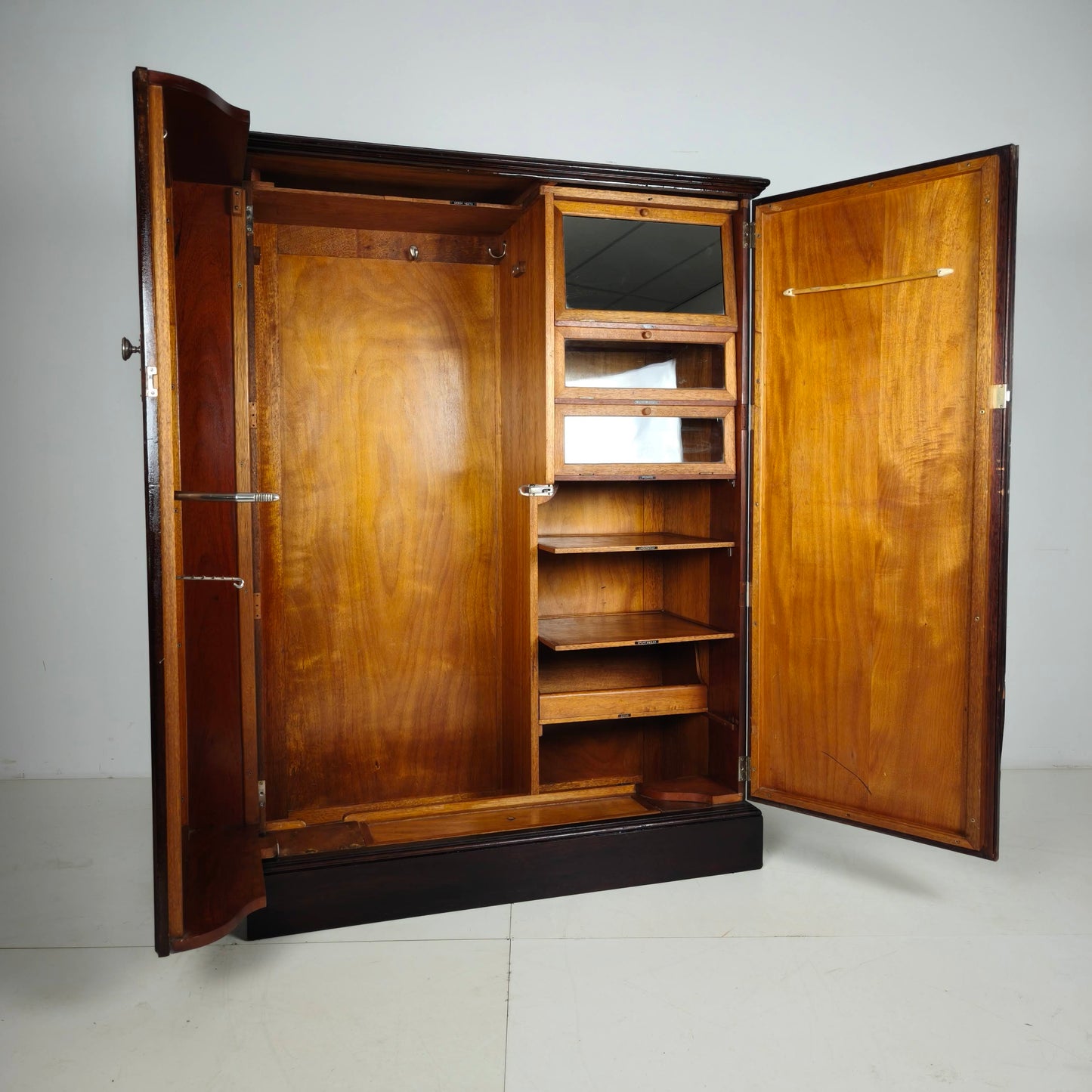 English Art Deco Oak Compactom Gentleman's Wardrobe