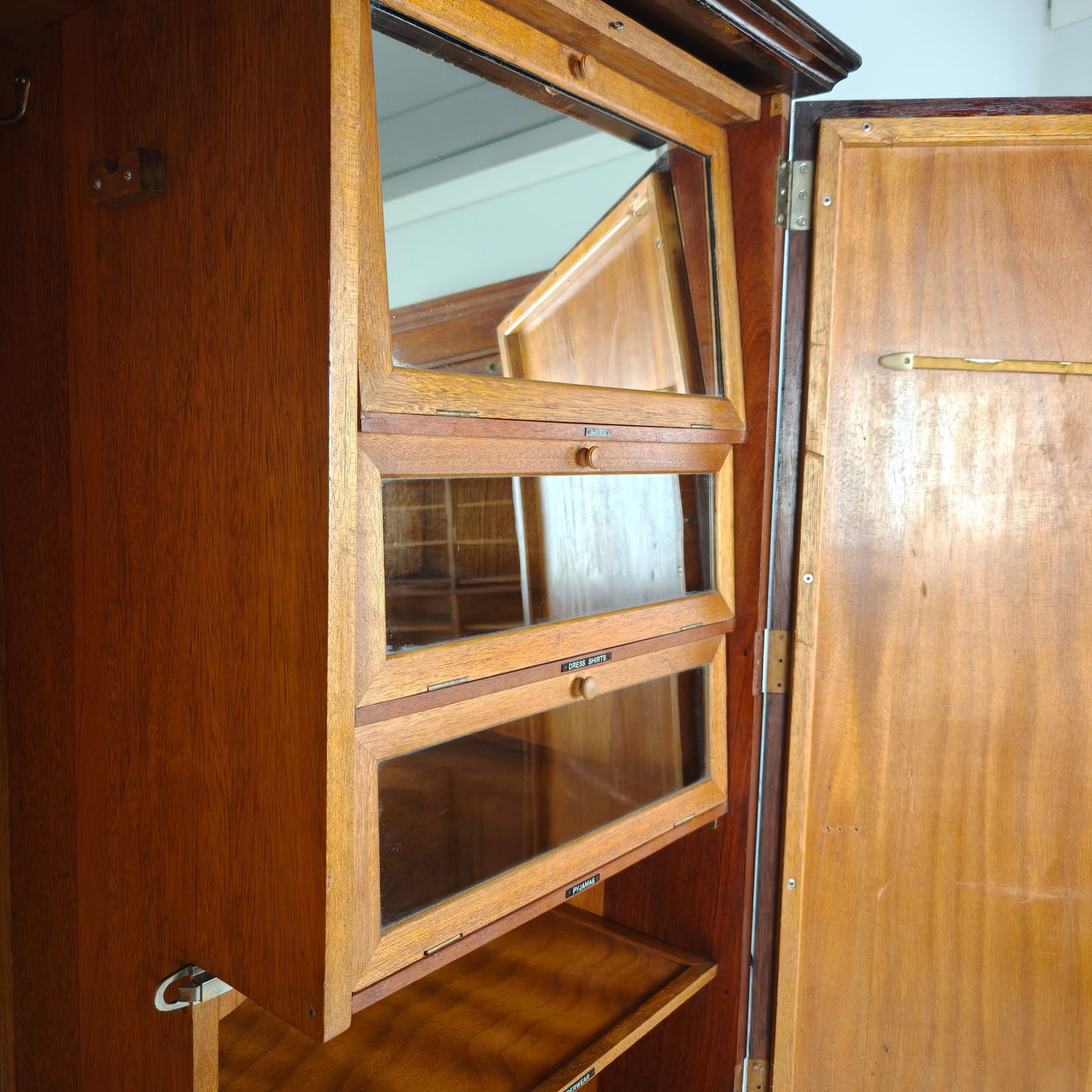 English Art Deco Oak Compactom Gentleman's Wardrobe