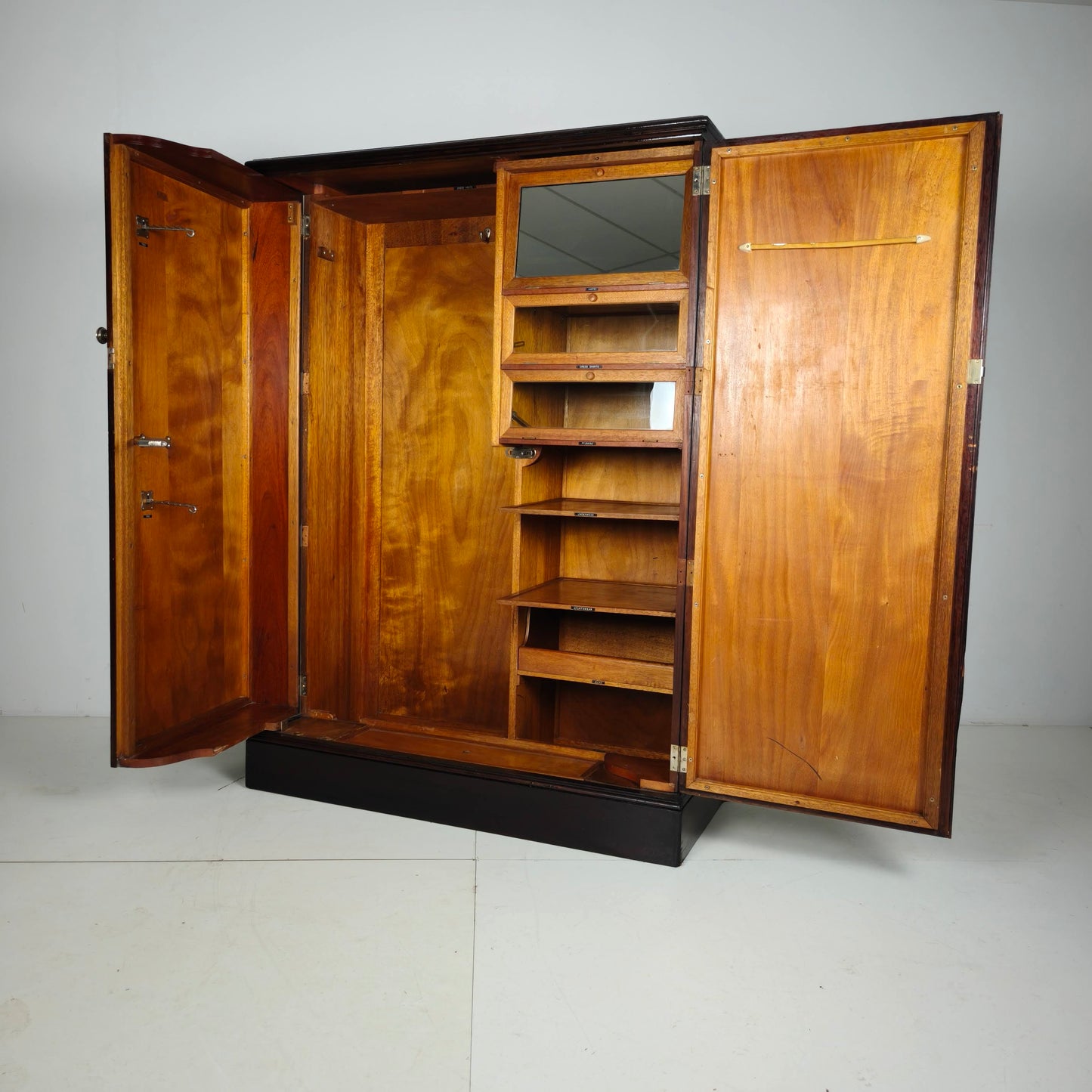 English Art Deco Oak Compactom Gentleman's Wardrobe