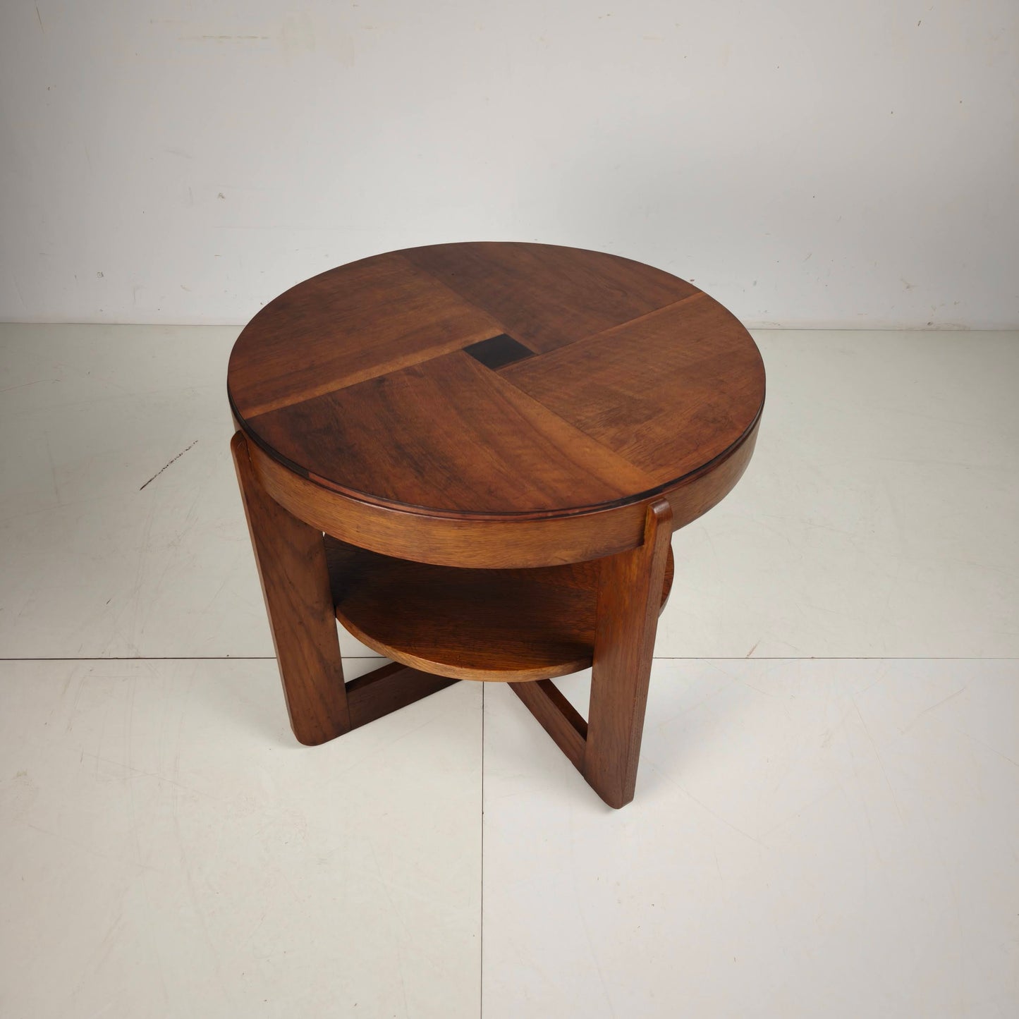 Amsterdam School Oak Side Table with Square Motif, Netherlands, Circa 1925