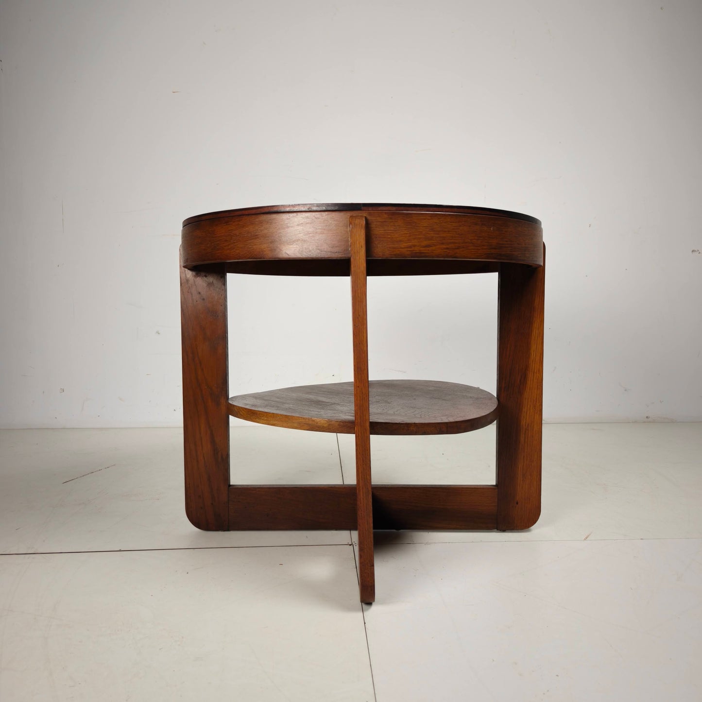 Amsterdam School Oak Side Table with Square Motif, Netherlands, Circa 1925