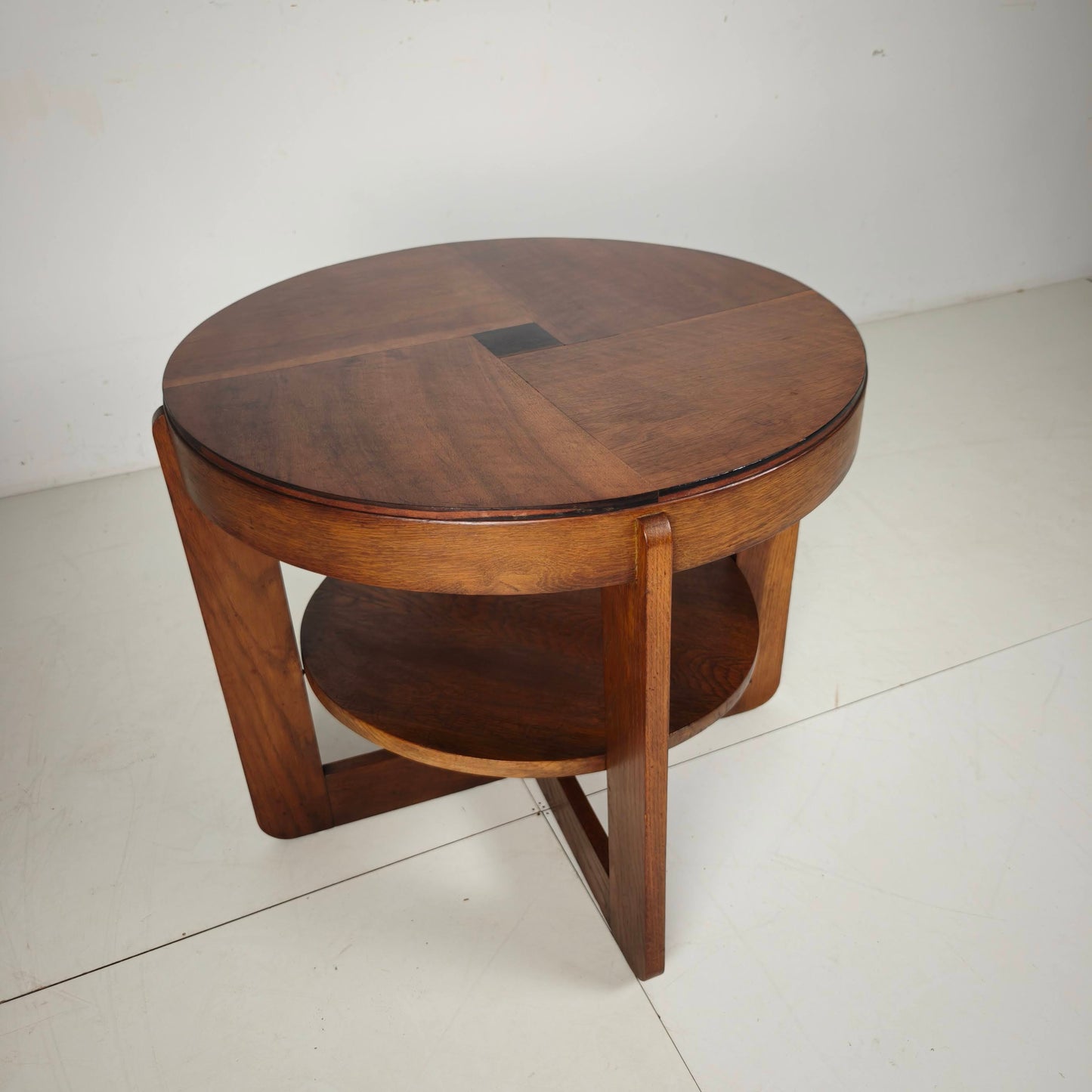 Amsterdam School Oak Side Table with Square Motif, Netherlands, Circa 1925