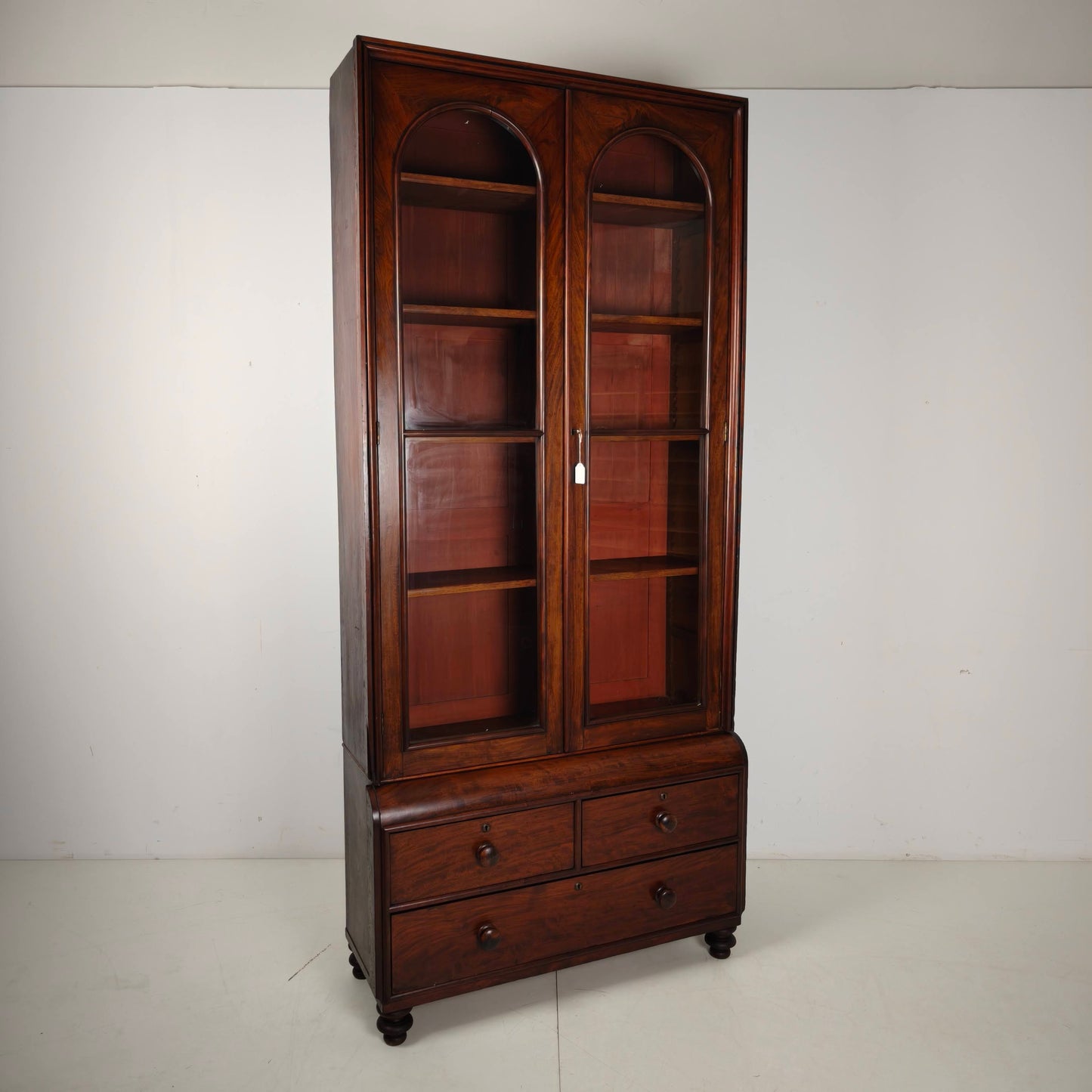 Late 19th Century English Display Bookcase with Glazed Doors & Drawers