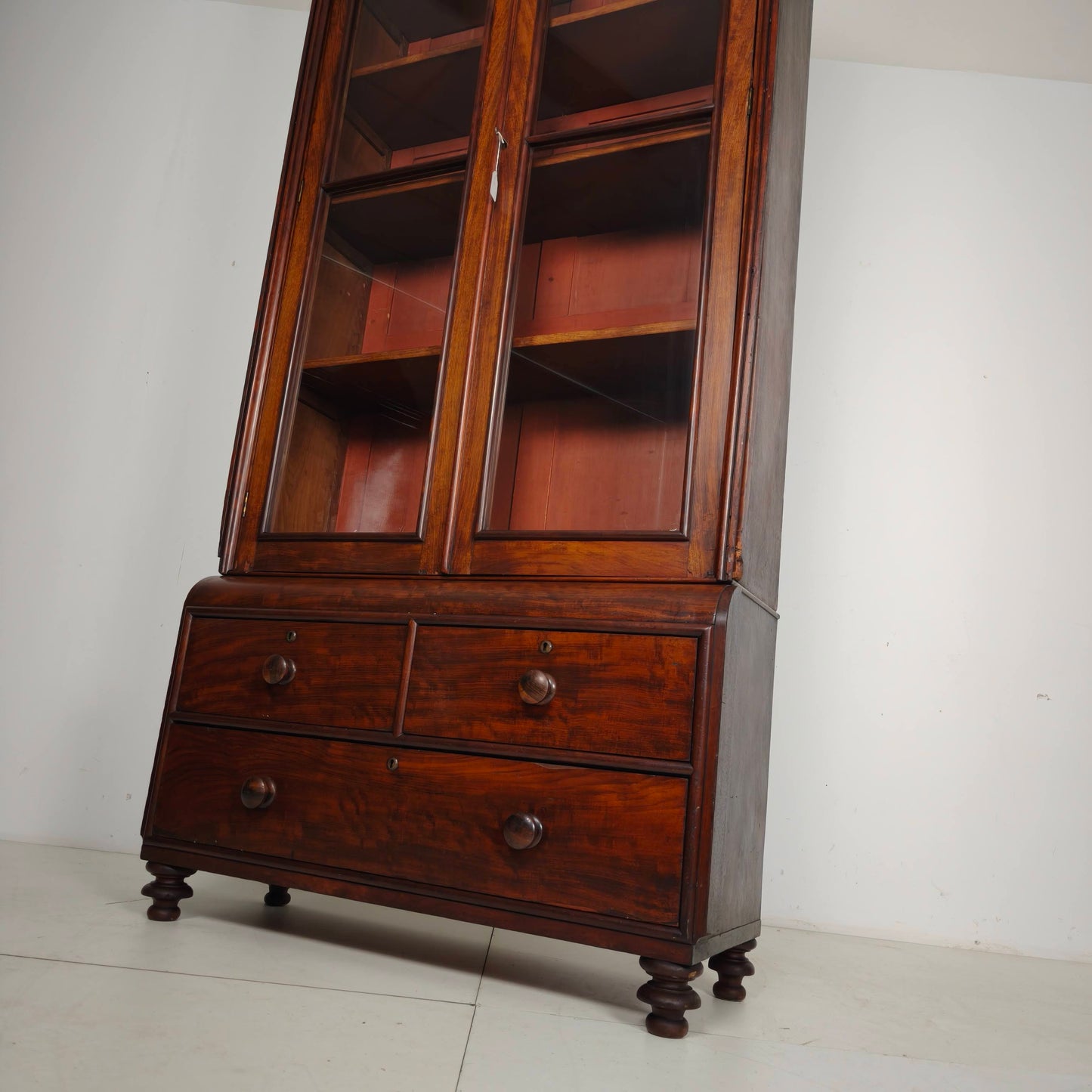Late 19th Century English Display Bookcase with Glazed Doors & Drawers