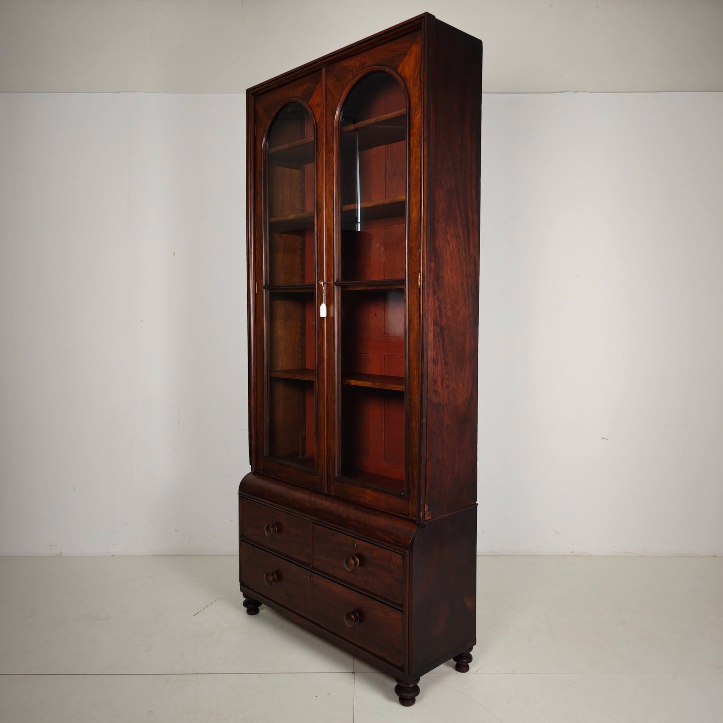 Late 19th Century English Display Bookcase with Glazed Doors & Drawers