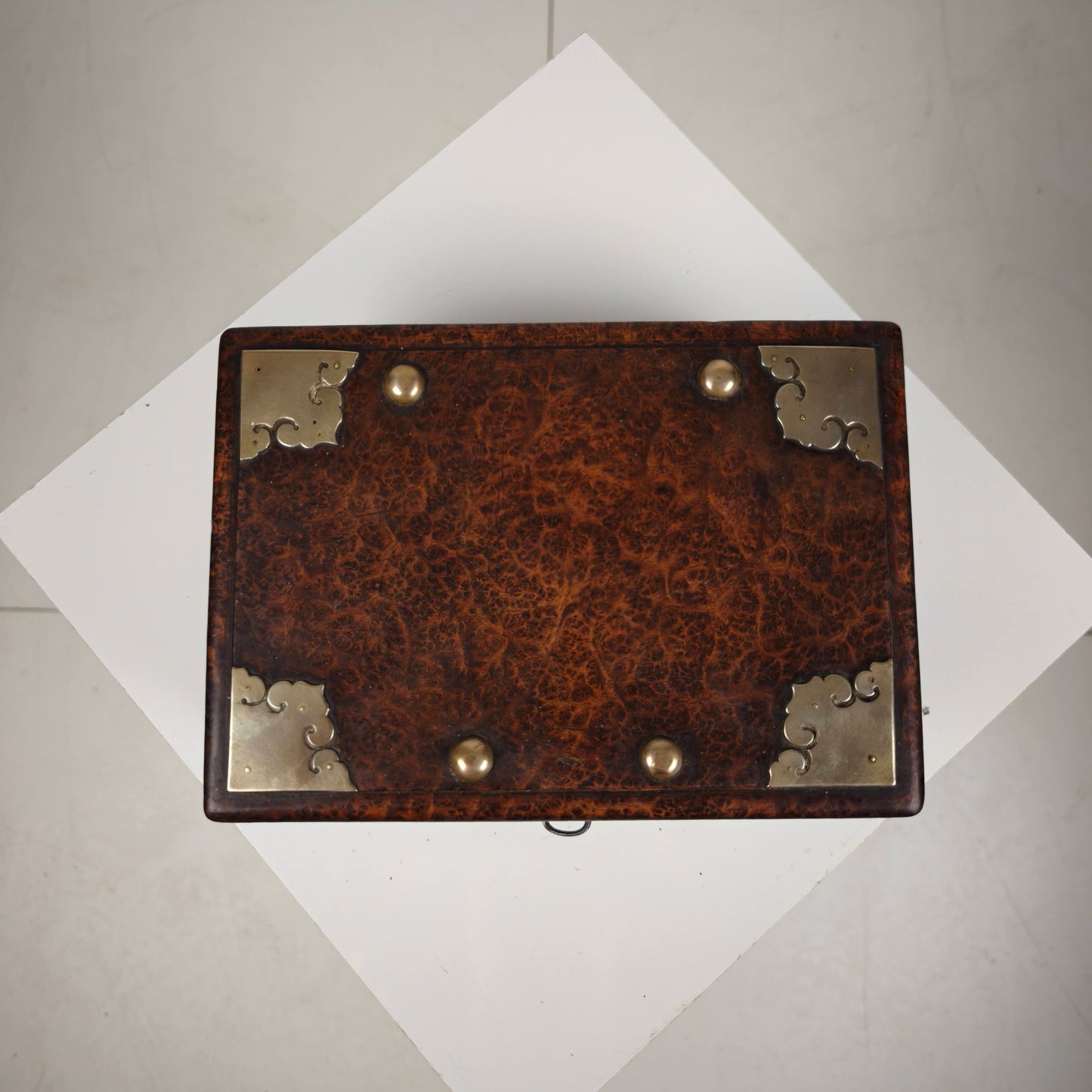 Early 18th Century Dutch Colonial Solid Amboyna Wood Casket, Batavia