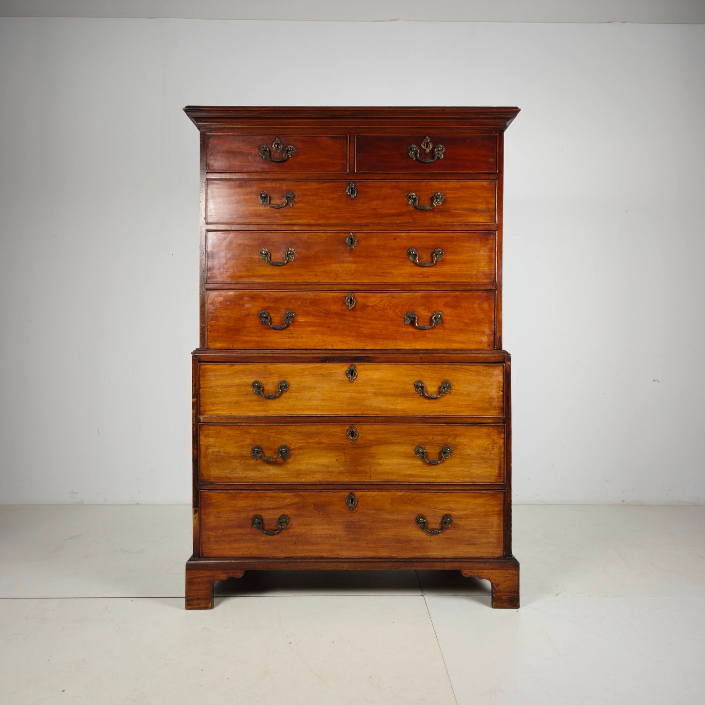 English Georgian Mahogany Chest on Chest, Circa 1820
