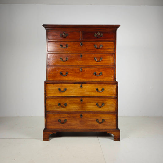 English Georgian Mahogany Chest on Chest, Circa 1820 English Georgian Mahogany Chest on Chest, Circa 1820