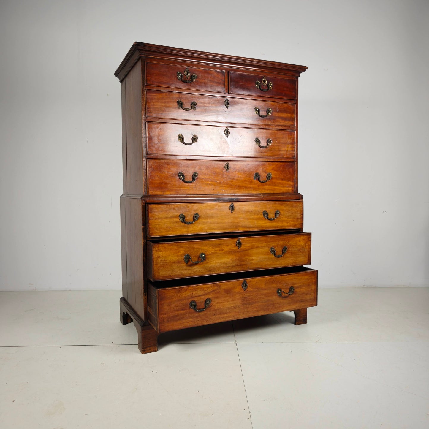 English Georgian Mahogany Chest on Chest, Circa 1820