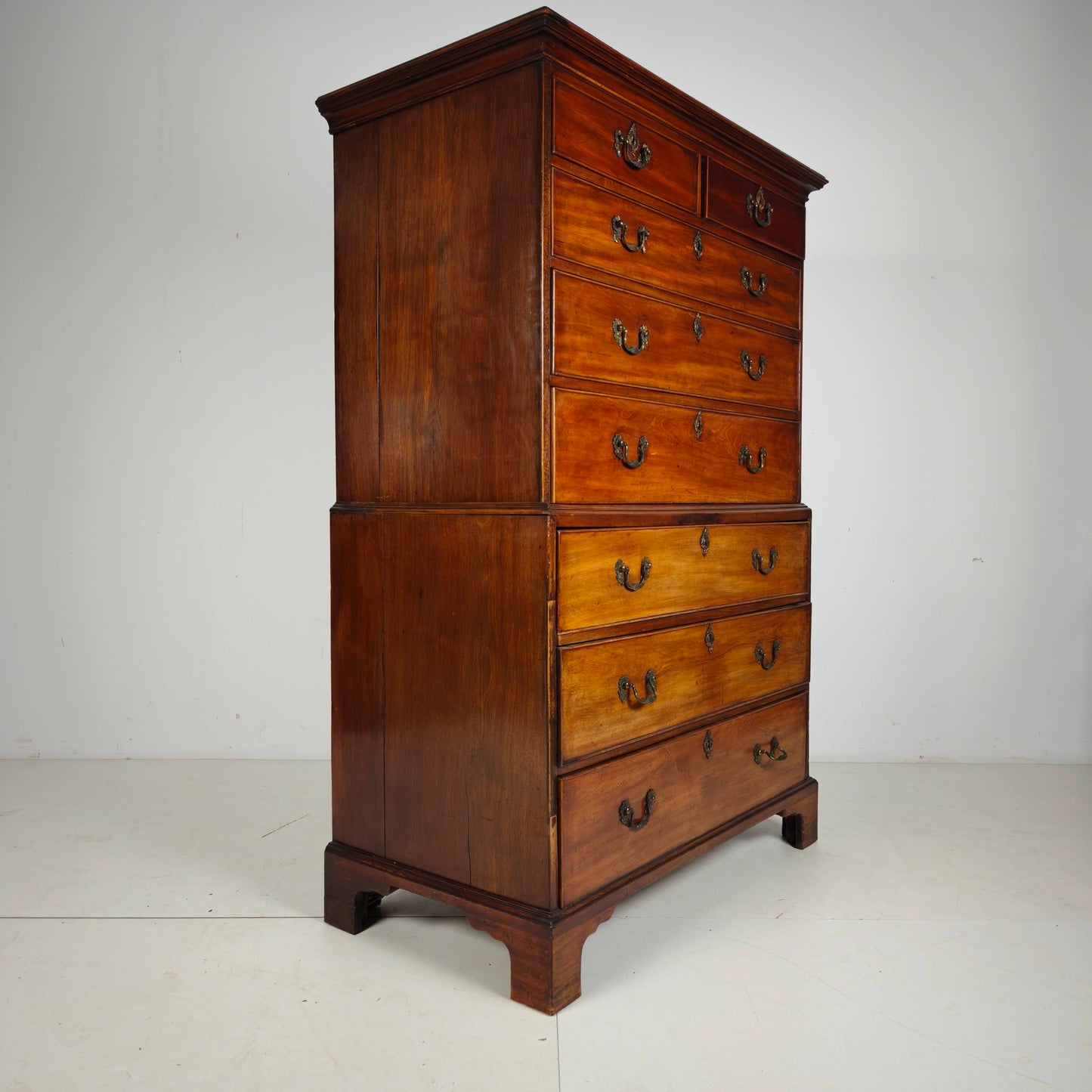 English Georgian Mahogany Chest on Chest, Circa 1820