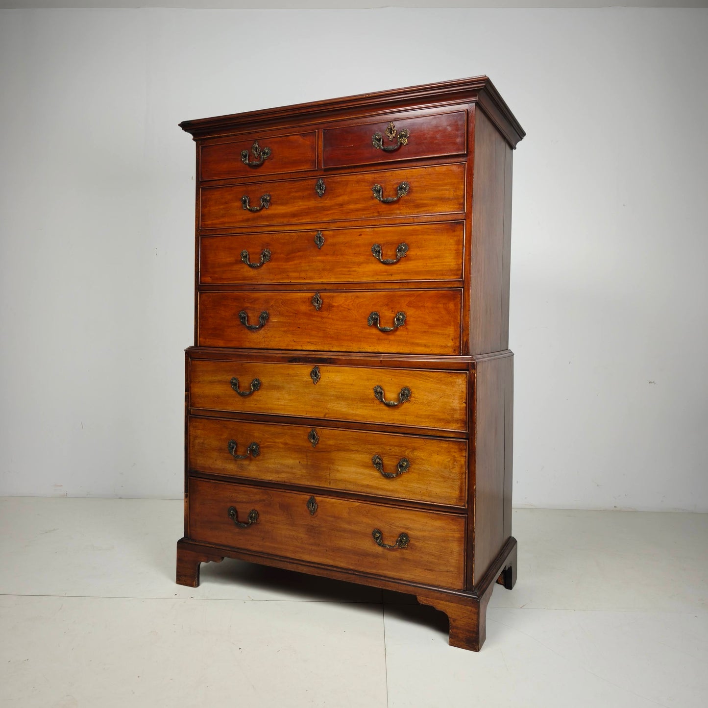 English Georgian Mahogany Chest on Chest, Circa 1820