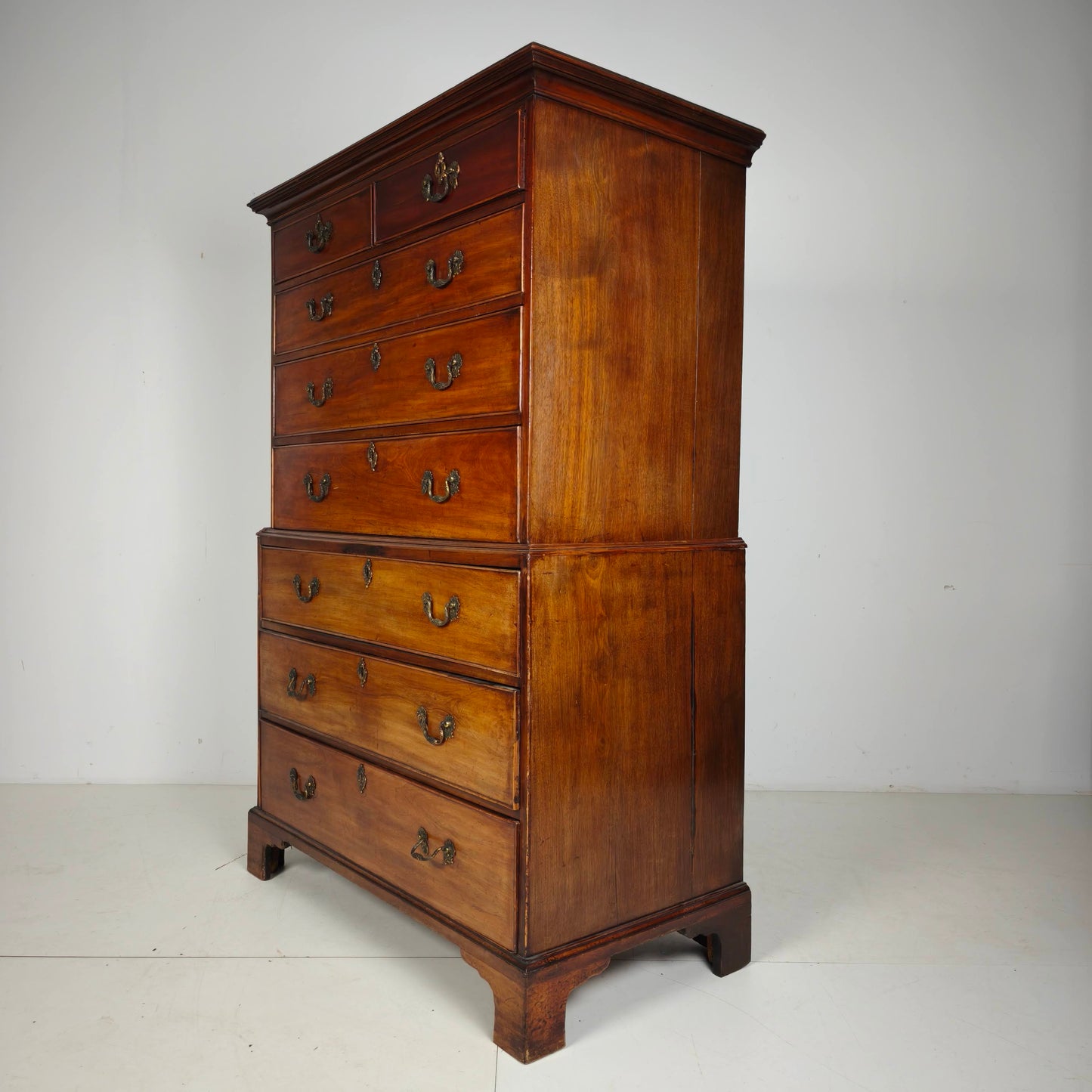 English Georgian Mahogany Chest on Chest, Circa 1820