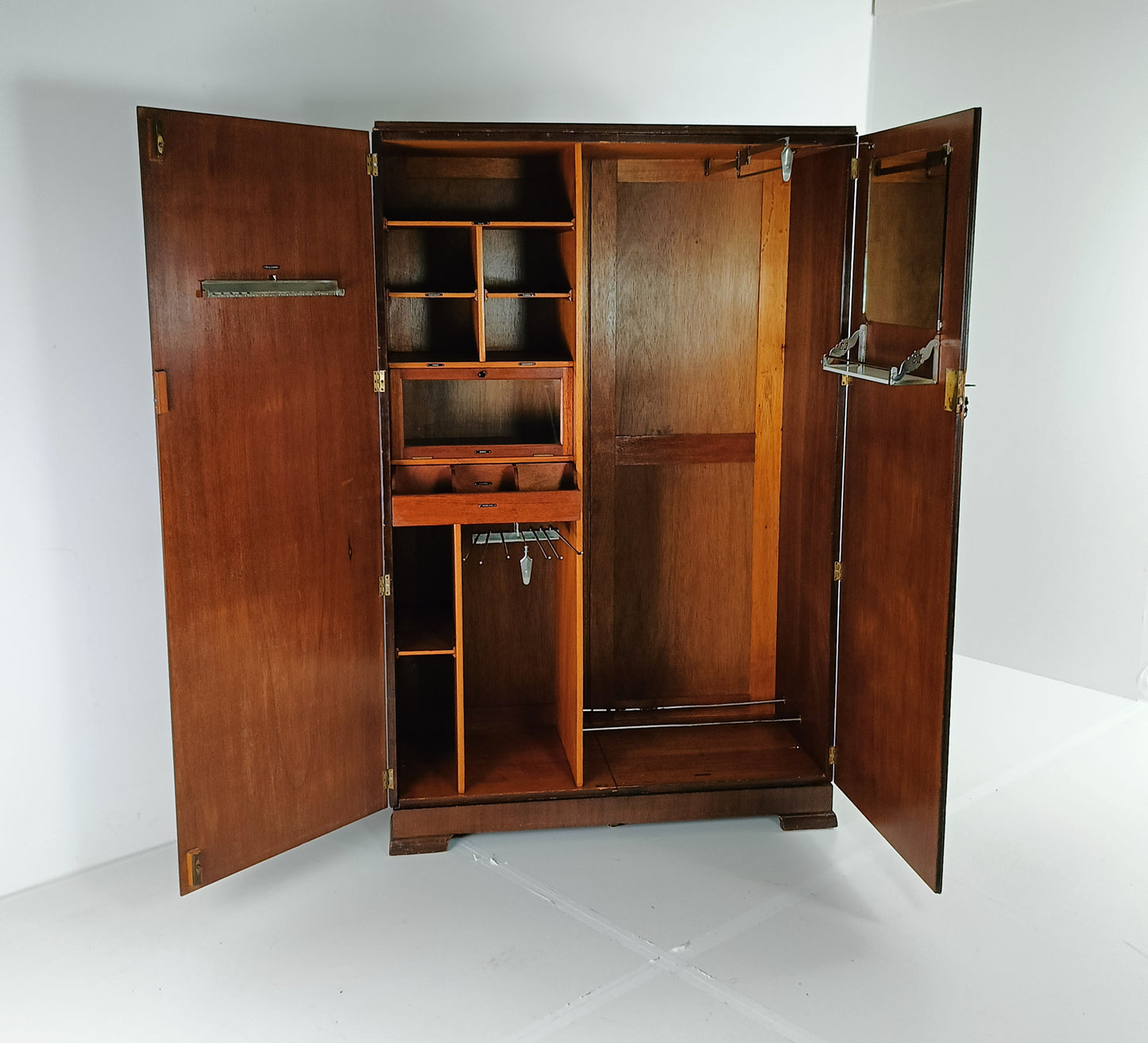 Amazing English Art Deco Burrnut Wardrobe