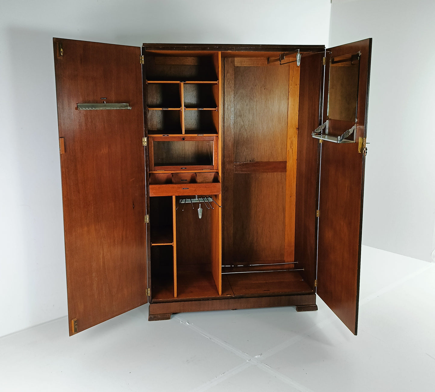 Amazing English Art Deco Burrnut Wardrobe