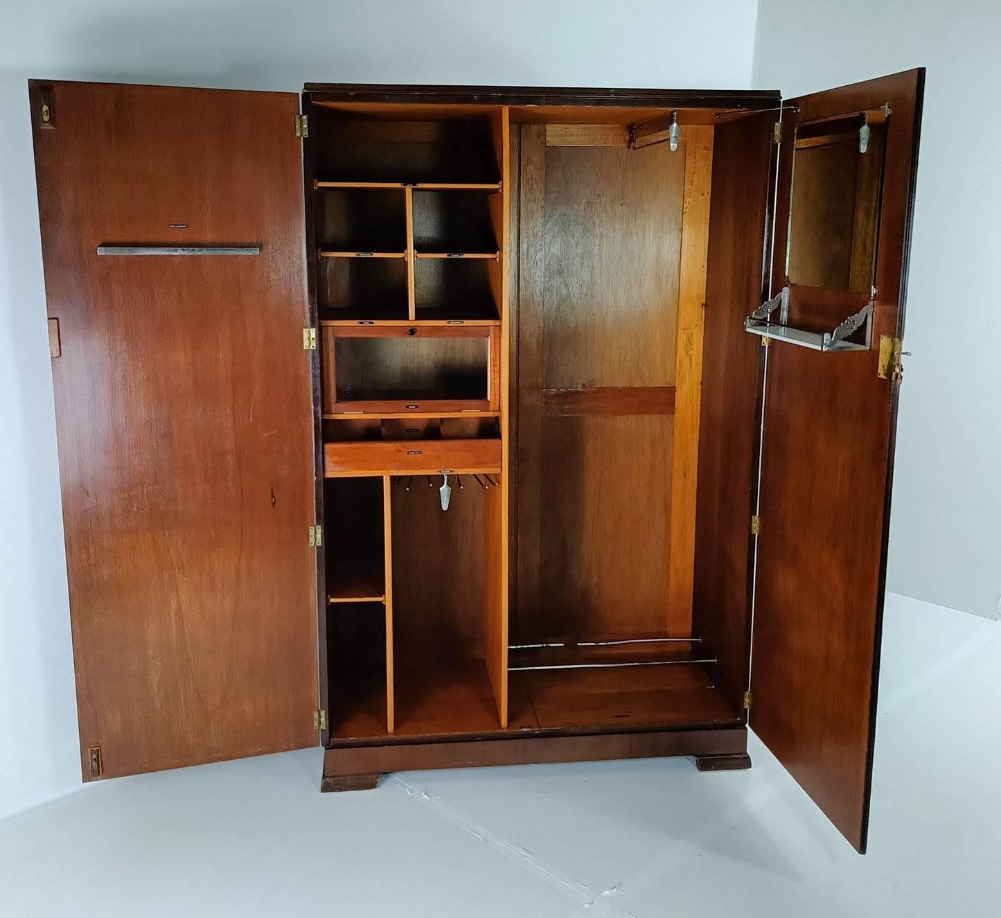 Amazing English Art Deco Burrnut Wardrobe