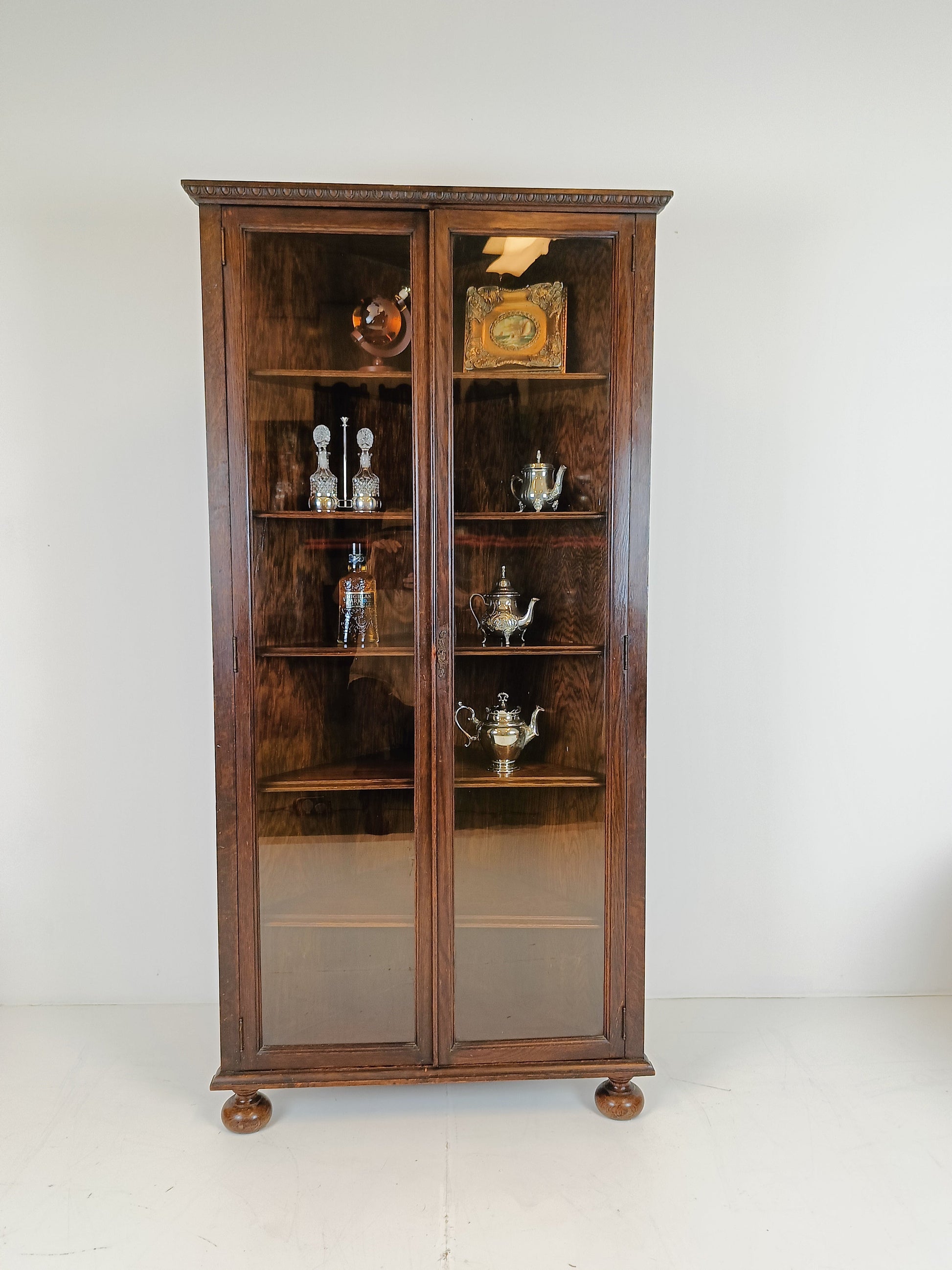 Antique English Corner Cabinet with Display Case Antique English Corner Cabinet with Display Case