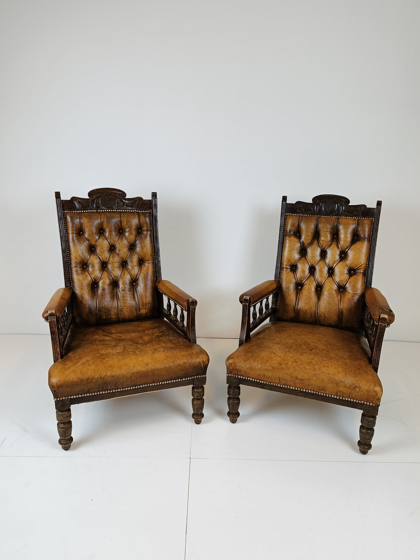 Antique English Leather Armchairs Antique English Leather Armchairs